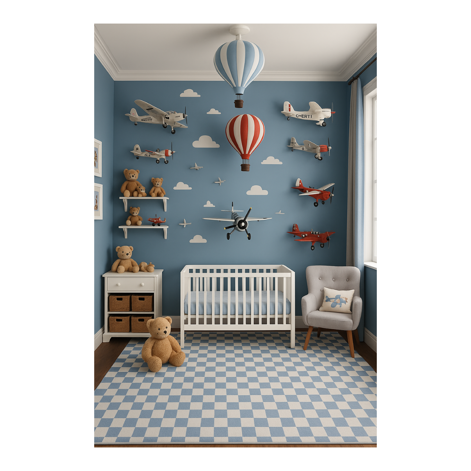 Rug Branch Jaque Modern Checkered Blue/White Kids Area Rug