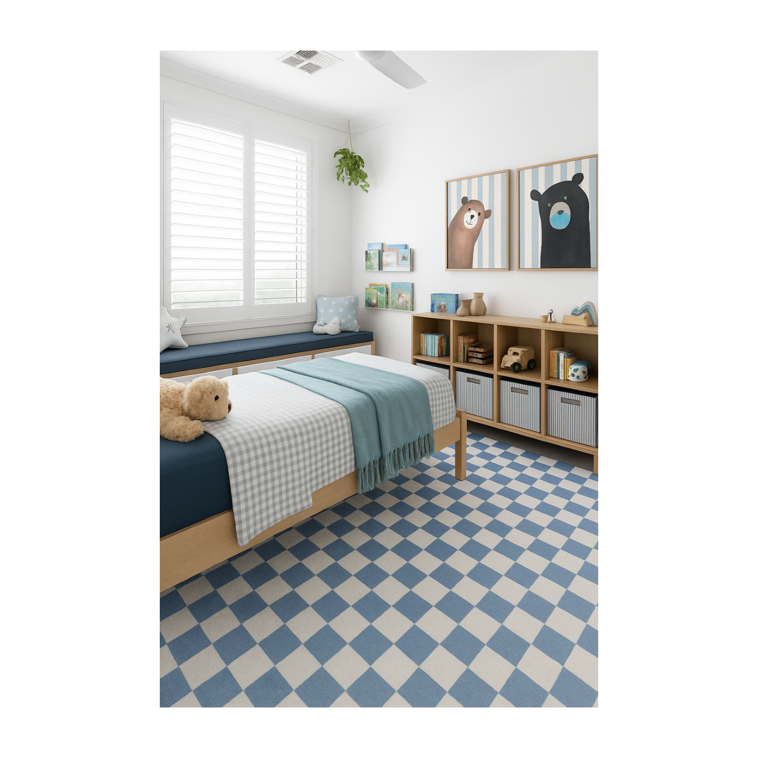 Rug Branch Jaque Modern Checkered Blue/White Kids Area Rug