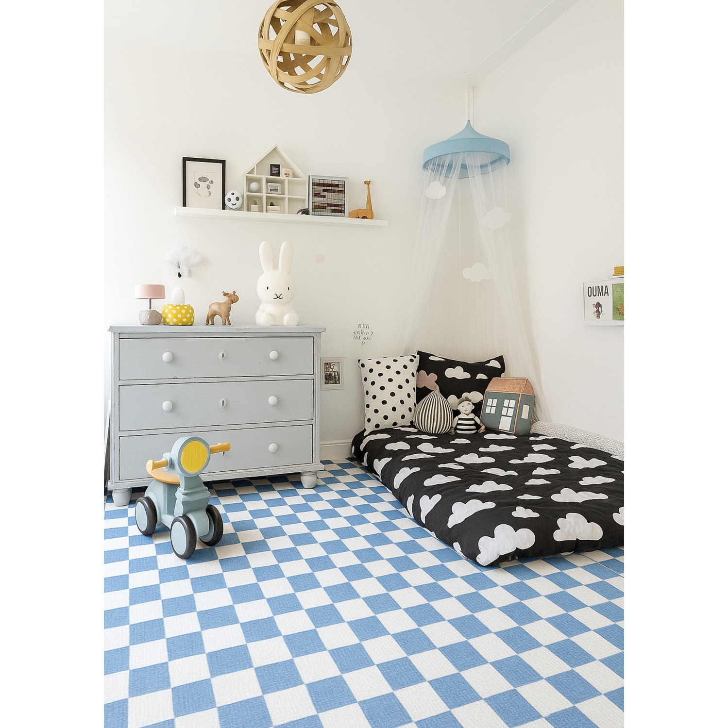 Rug Branch Jaque Modern Checkered Blue/White Kids Area Rug