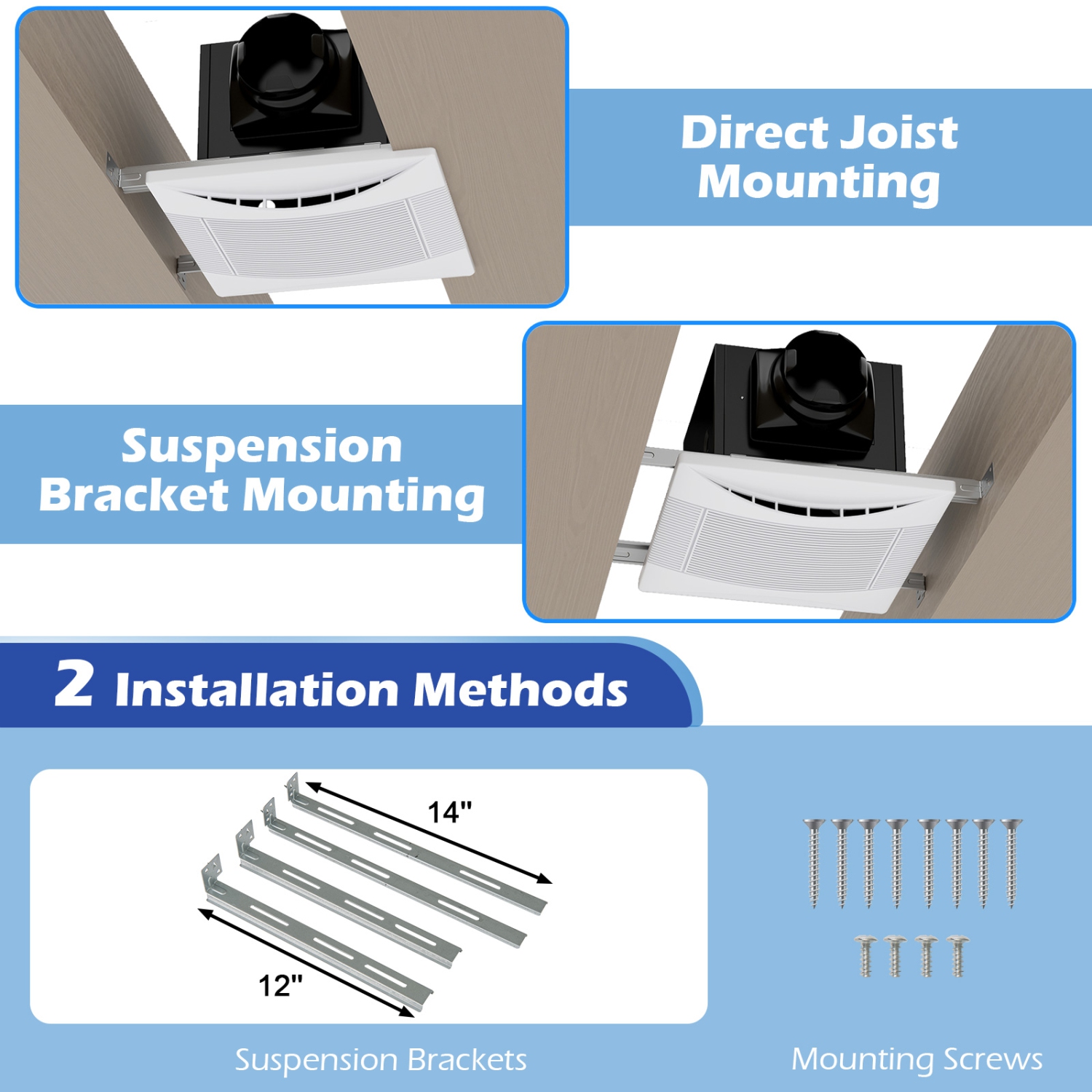 Costway Bathroom Exhaust Fan 110 CFM Ceiling Mount Exhaust Ventilation Fan