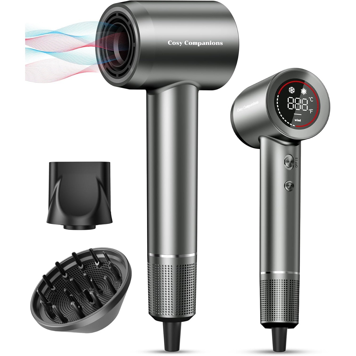 Sécheuse ionique négative Cosy Companions avec moteur sans balais haute vitesse 150000&nbsp;tr/min pour un séchage rapide