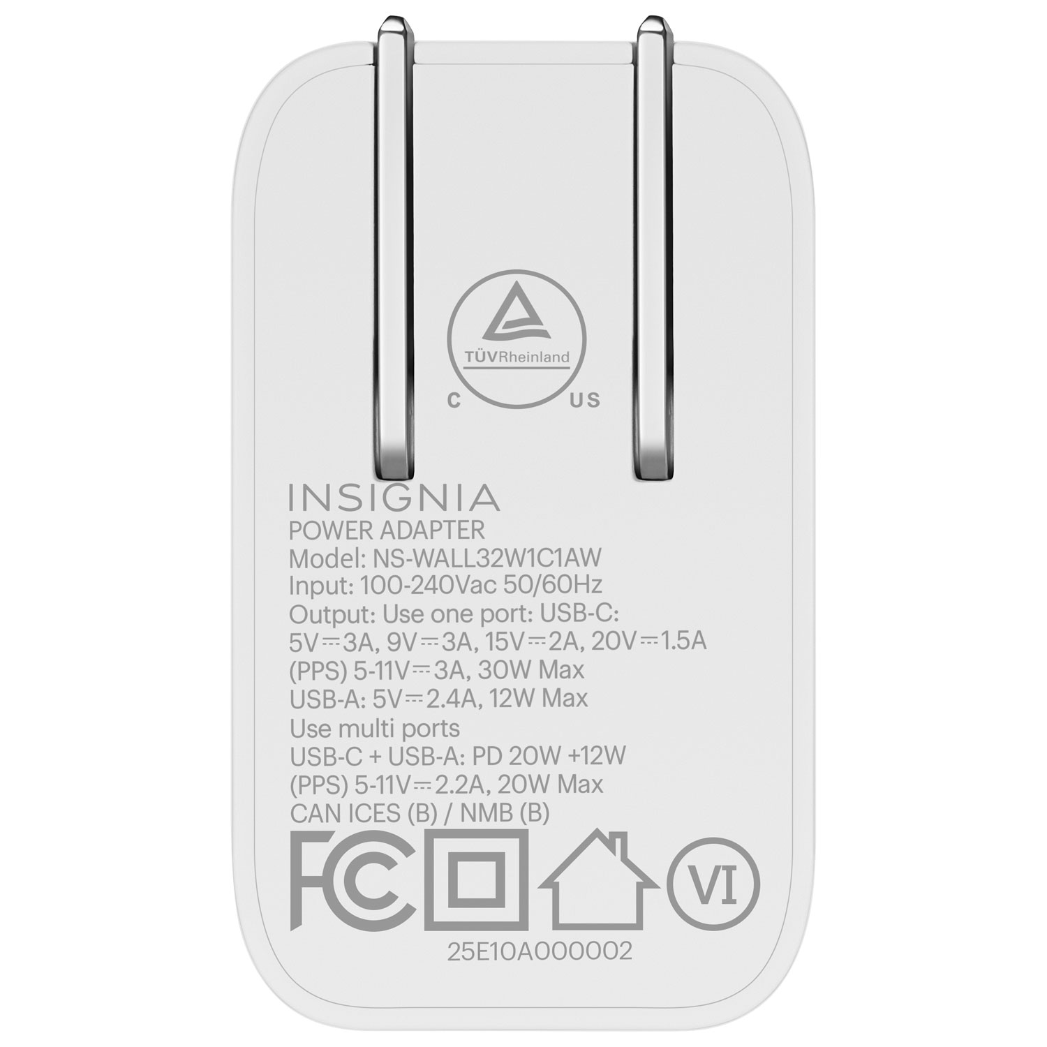 Chargeur mural pliable USB-A/USB-C de 32 W d'Insignia - Blanc