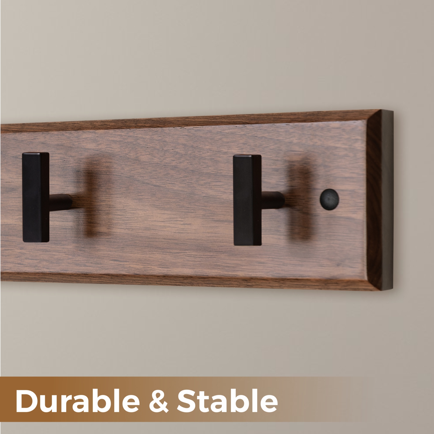 Straga Premium 23" Walnut Coat Rack w/4 Heavy-Duty Hooks - Luxury Entryway Organizer - 100 lb Capacity - Made in Canada 12