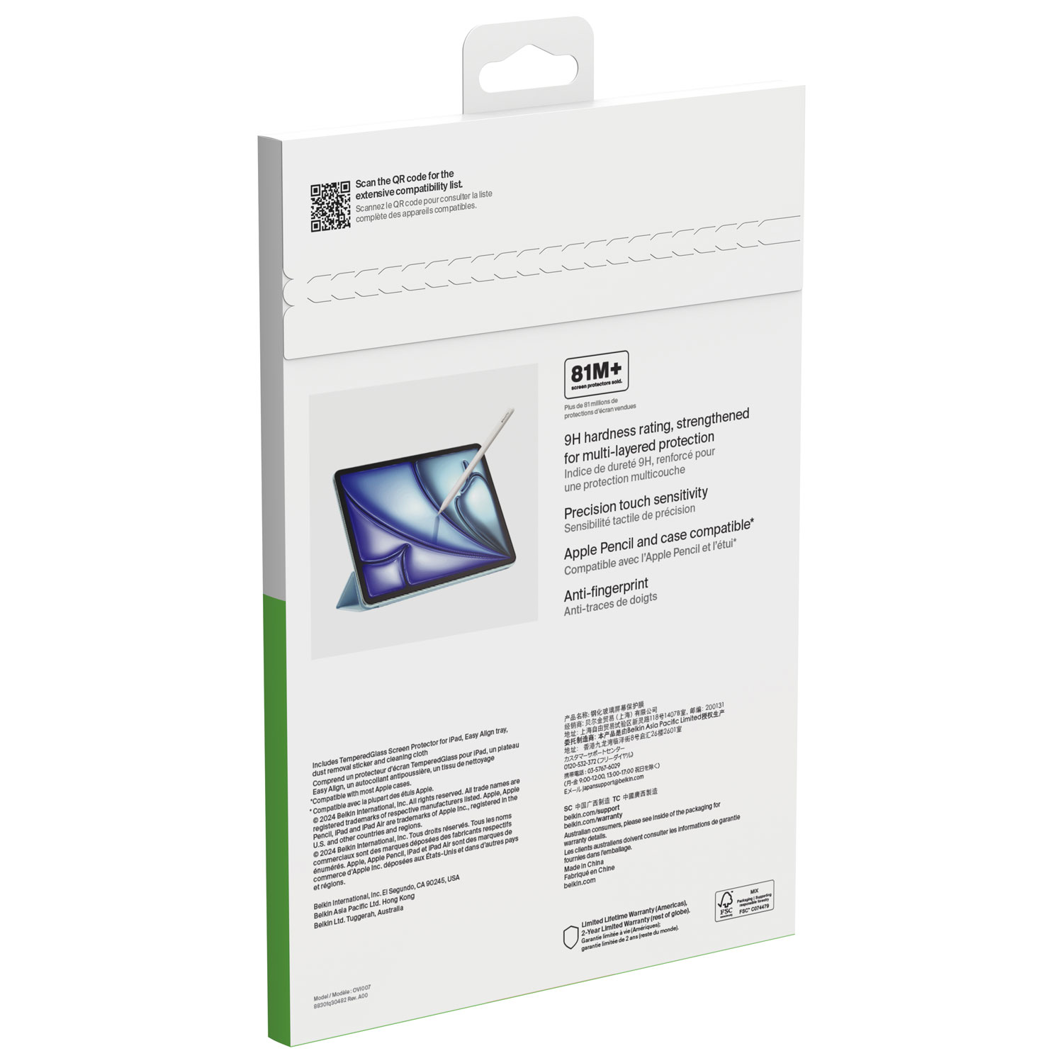 Protecteur d'écran en verre trempé ScreenForce de Belkin pour iPad Air de 11 po