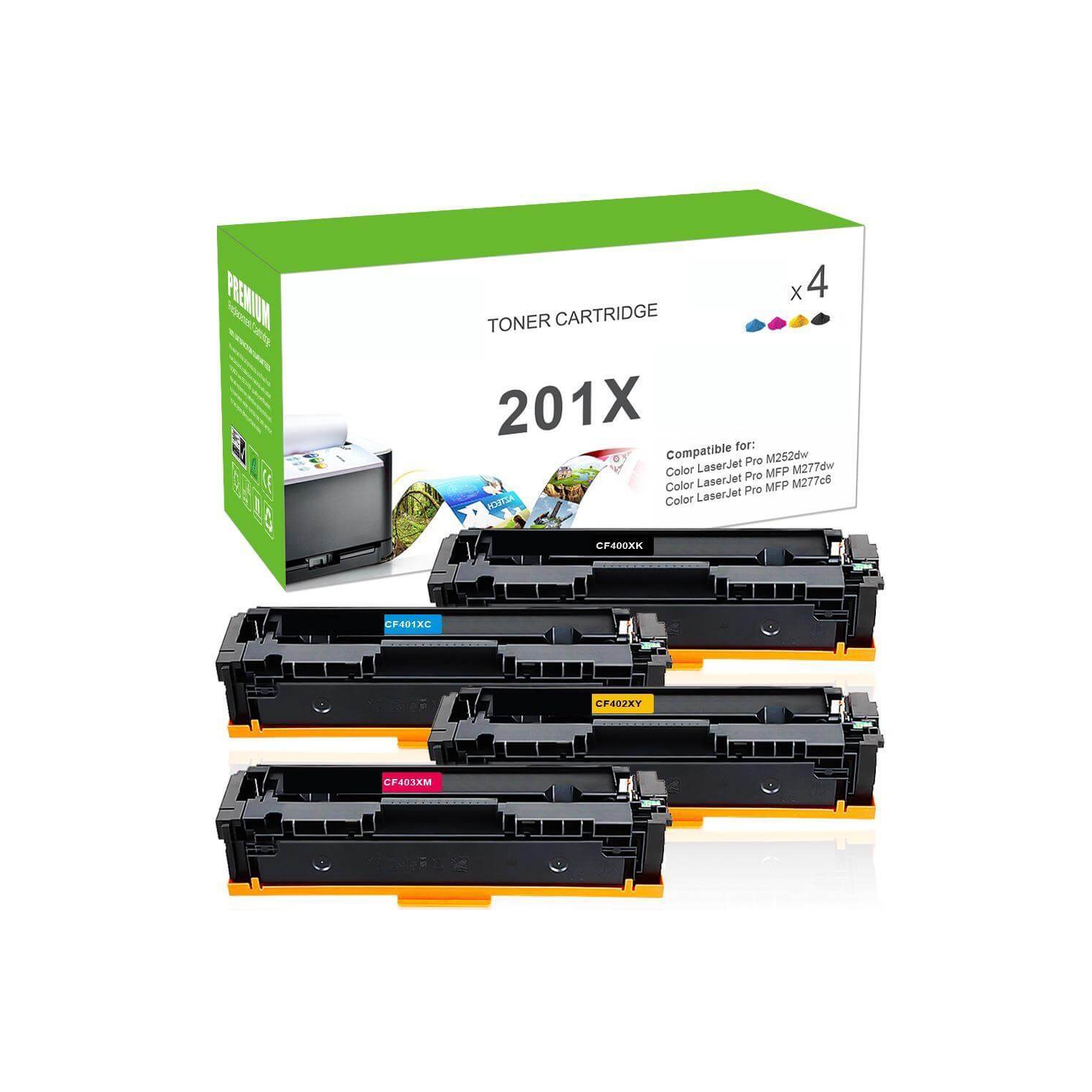 Compatible HP 201X CF400X CF401X CF402X CF403X Toner Cartridges Value Pack