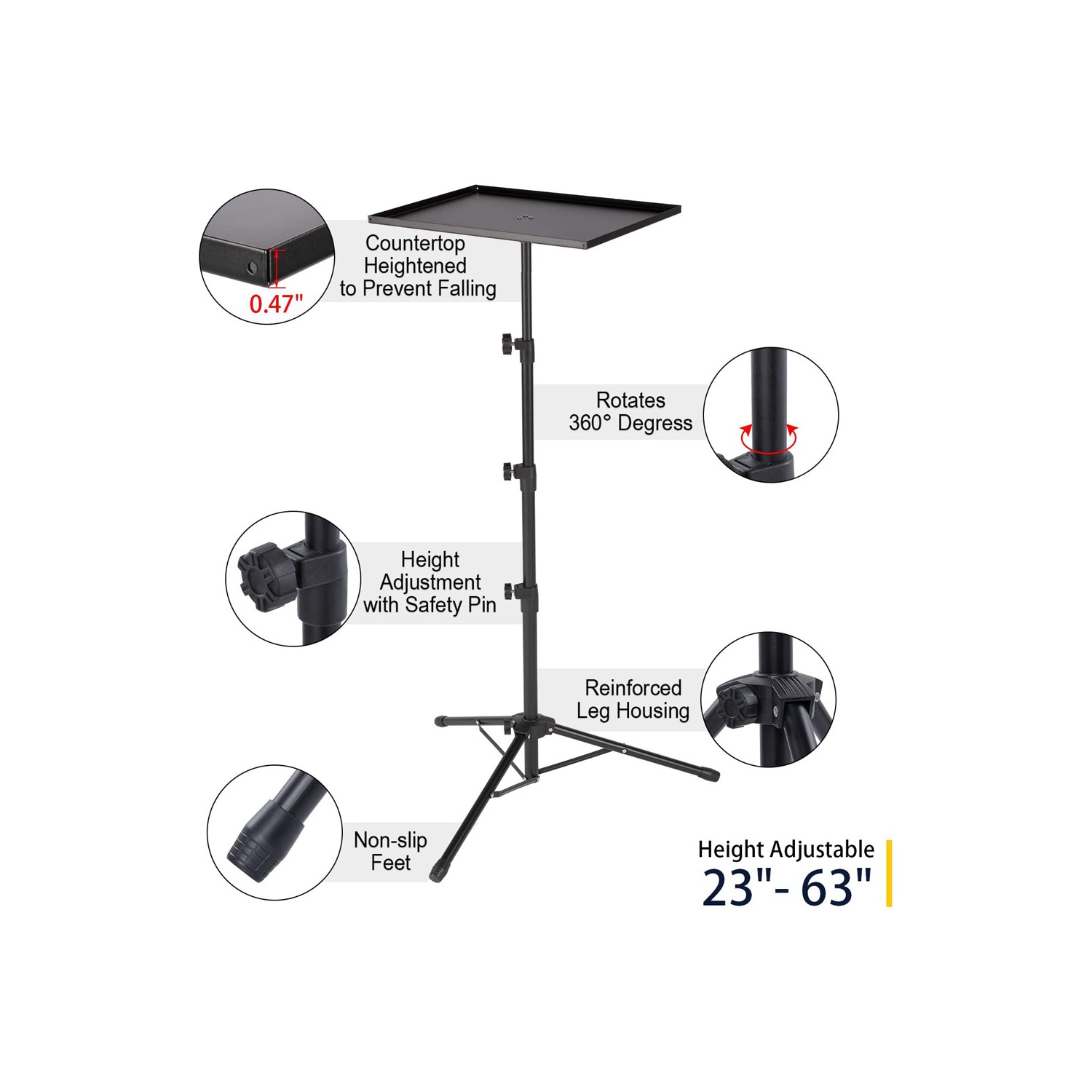 axGear Tripod Floor Stand For Laptop Projector Presentation Heigh Adjustable Foldable