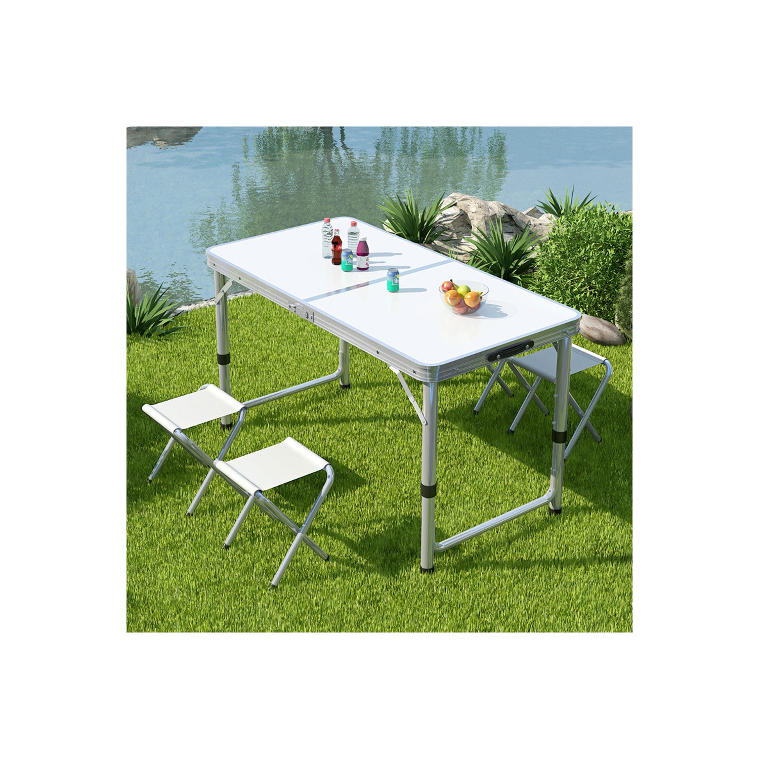 axGear Portable Camping Table Folding Picnic Desk Chair Aluminum Outdoor Dining Stools