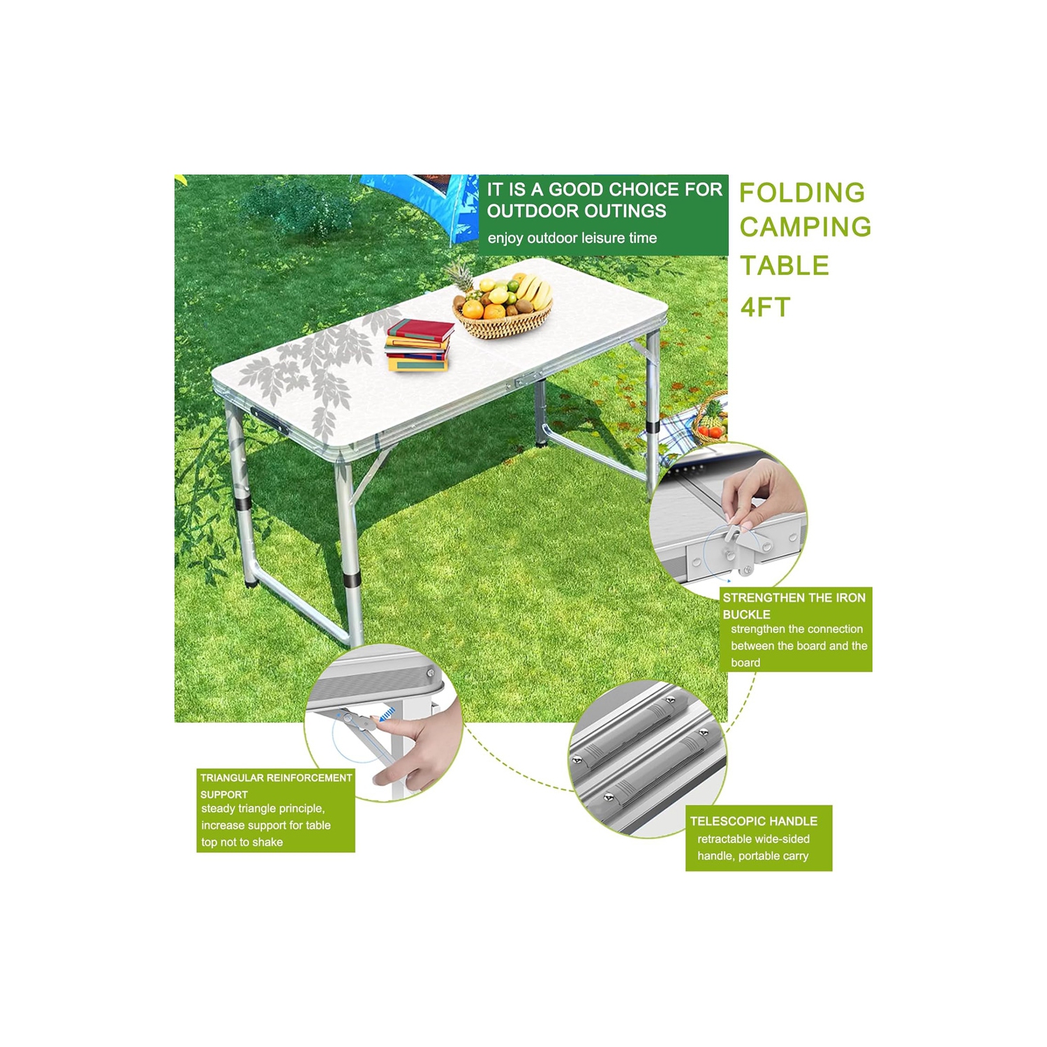 axGear Portable Camping Table Folding Picnic Desk Chair Aluminum Outdoor Dining Stools