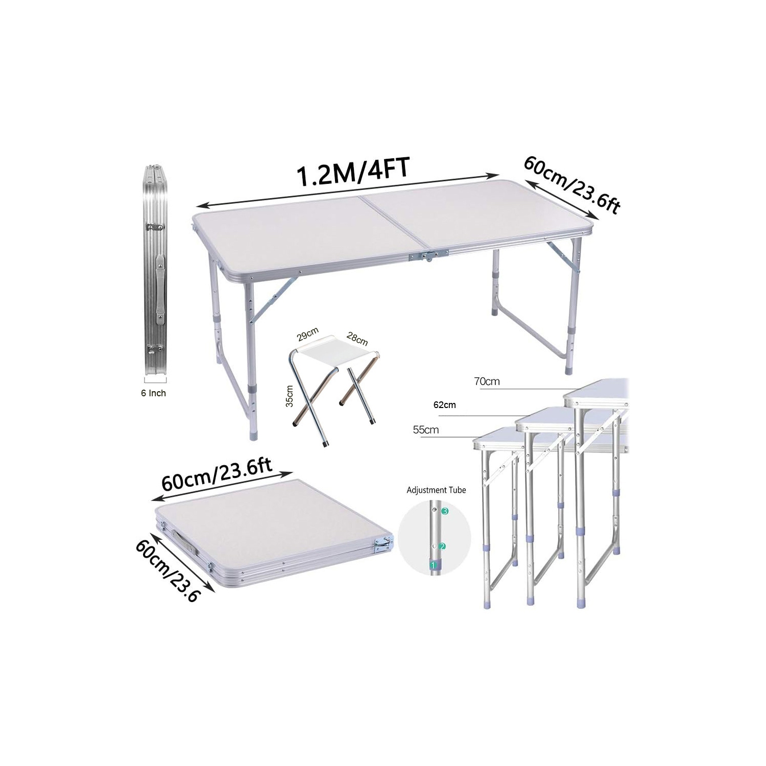 axGear Portable Camping Table Folding Picnic Desk Chair Aluminum Outdoor Dining Stools