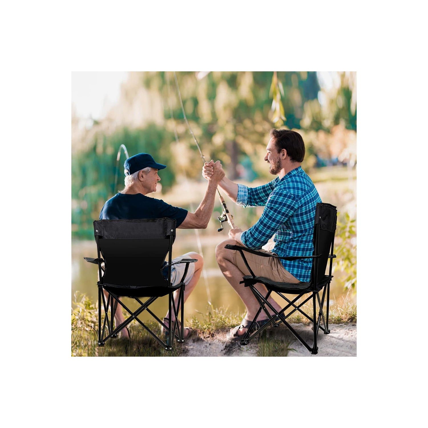 Chaise de camping portative pliante d'extérieur polyvalente d'AxGear - Porte-gobelet de plage