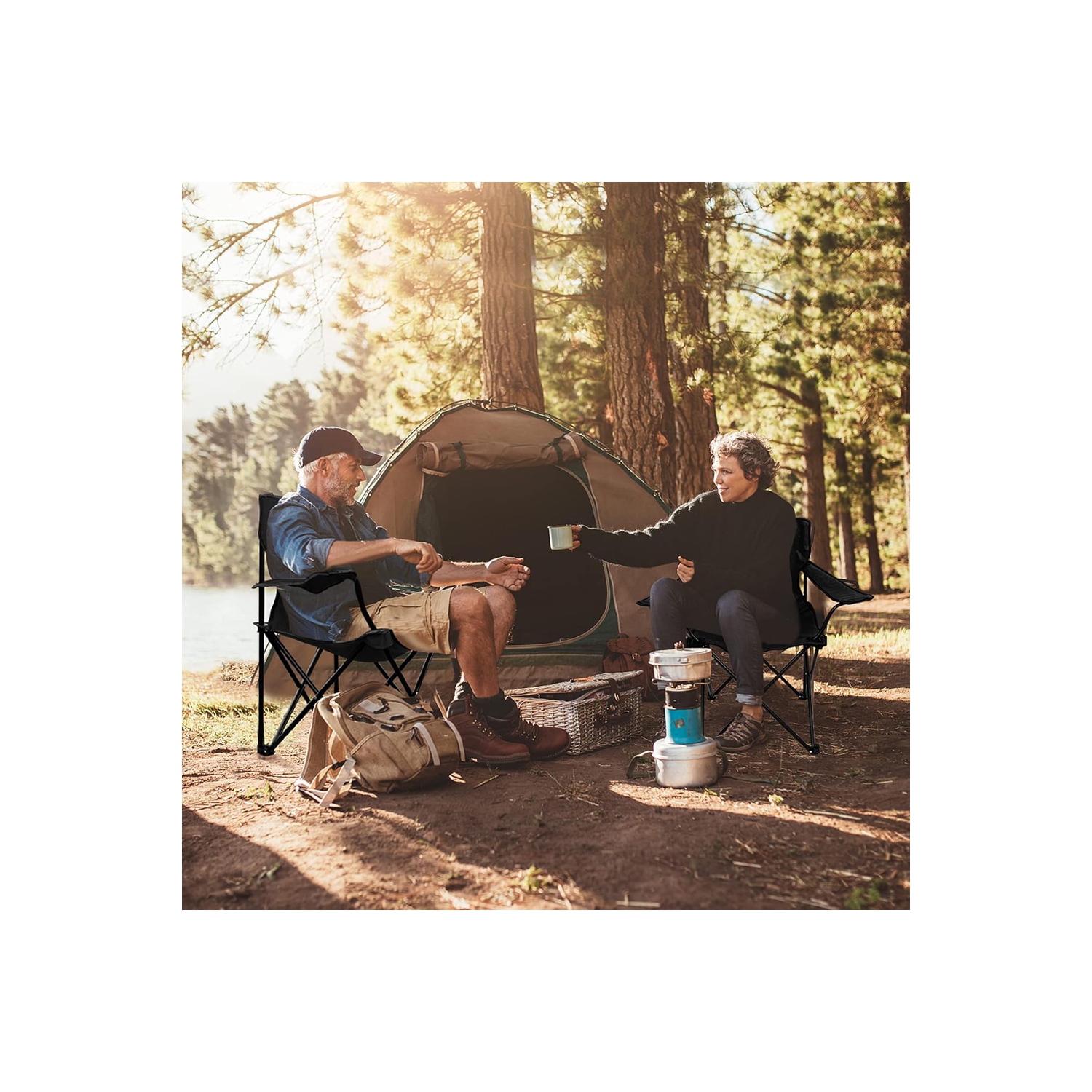 Chaise de camping portative pliante d'extérieur polyvalente d'AxGear - Porte-gobelet de plage