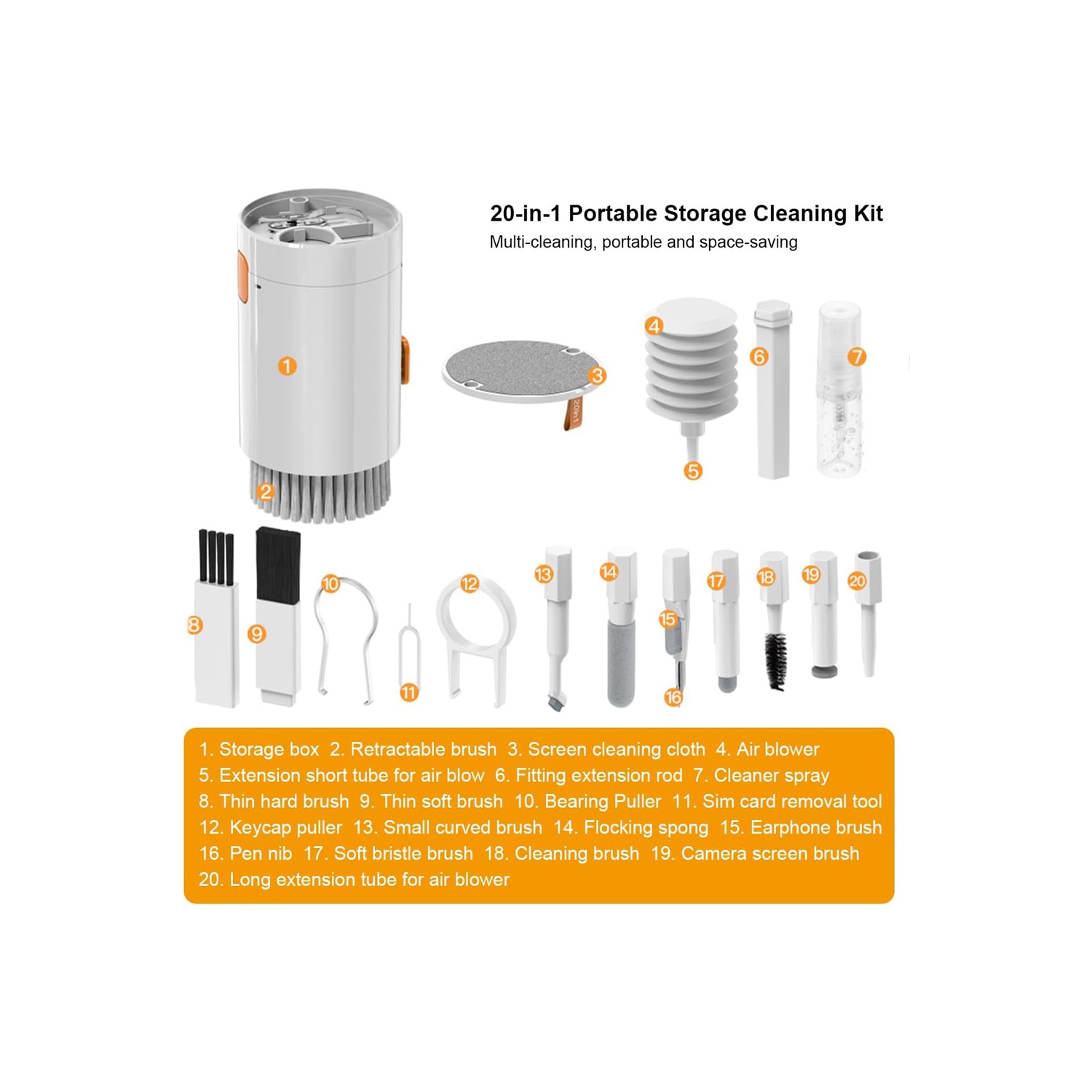 axGear 20 in 1 Multifunctional Electronic Device Cleaning Brush Tool Cleaner Kit