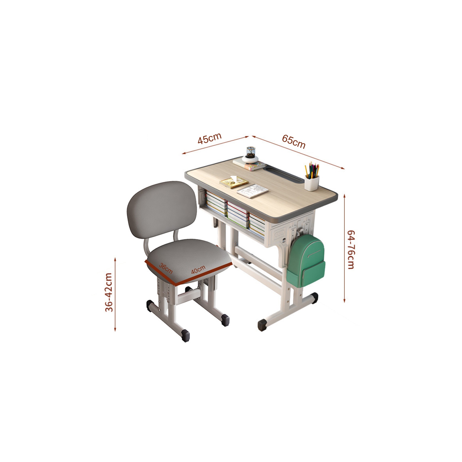 axGear Kids Study Desk & Chair Height Adjustable with Drawer School Table