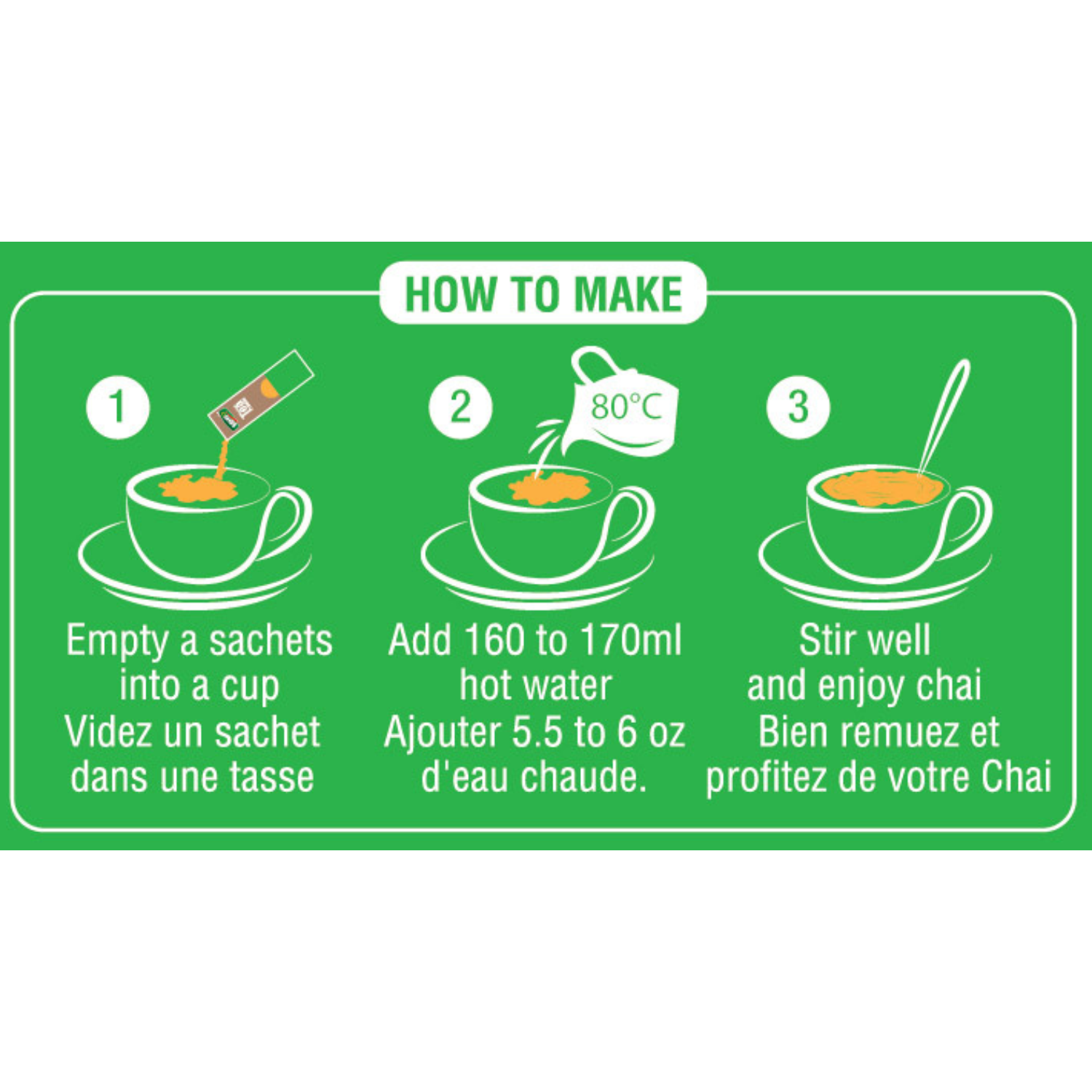 Thé chai latté instantané Senso Cardamom - Paquet de 3 (total de 30 bâtonnets)