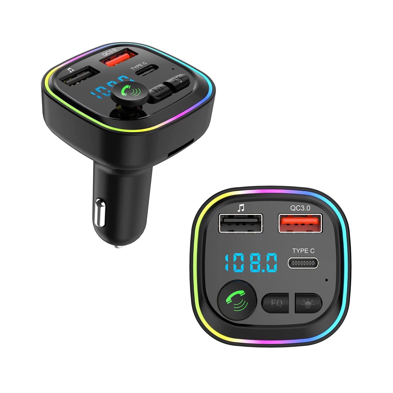 Émetteur FM Bluetooth pour l'auto d'AxGear; USB de type C; Recharge PD; Lecteur MP3 TF