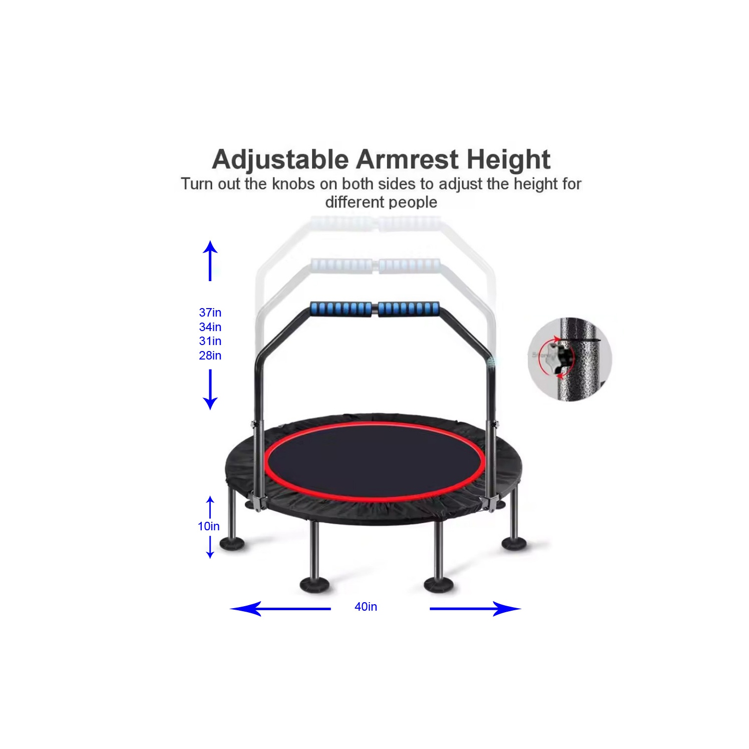 axGear Trampoline 40 Inch Indoor Outdoor Home Fitness Exercise Foldable Rebounder