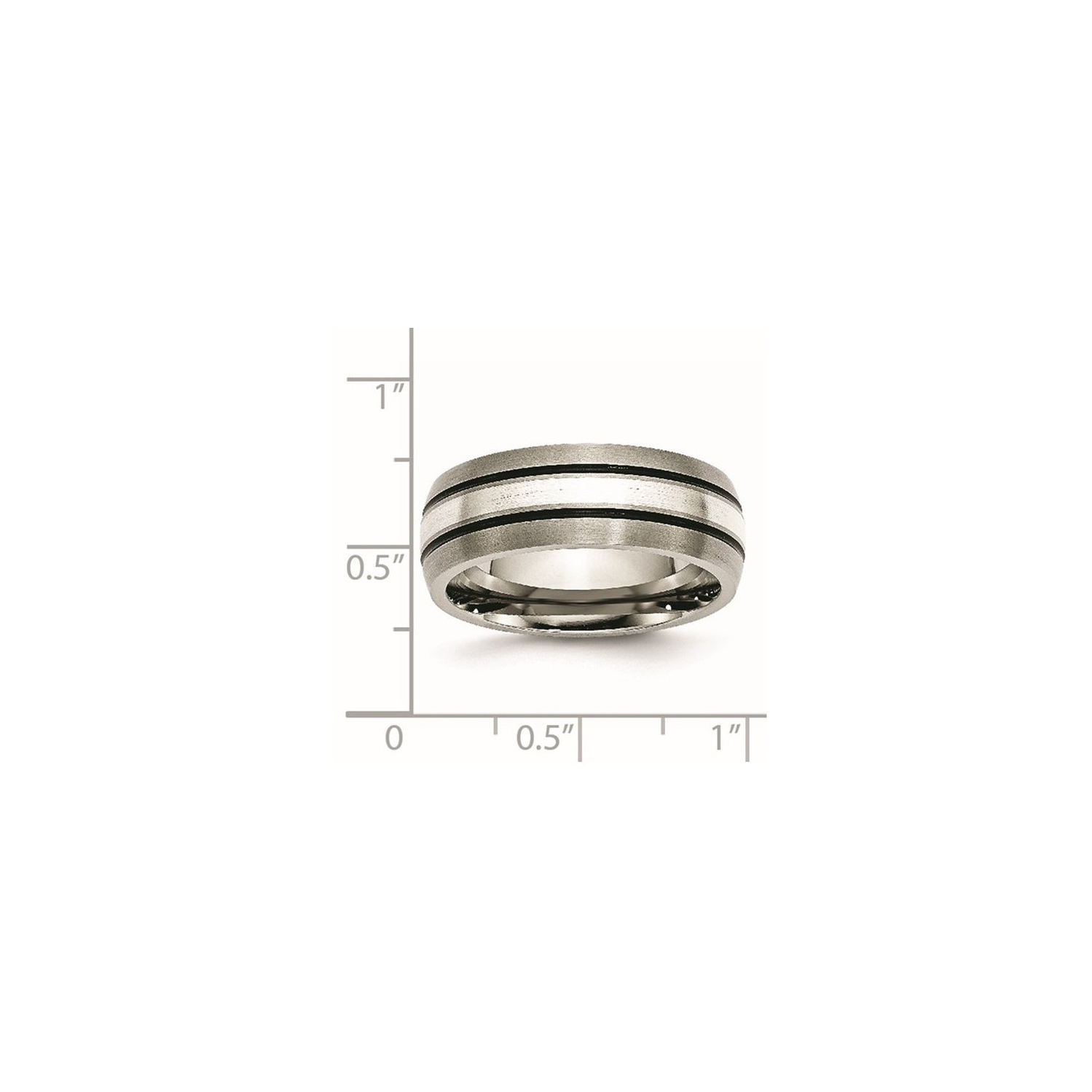 Alliance homme en titane avec incrustation en argent sterling 8&nbsp;mm