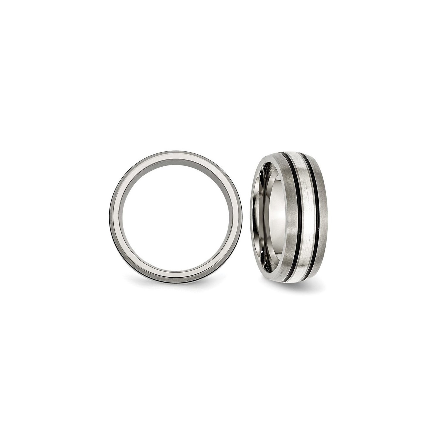 Alliance homme en titane avec incrustation en argent sterling 8&nbsp;mm