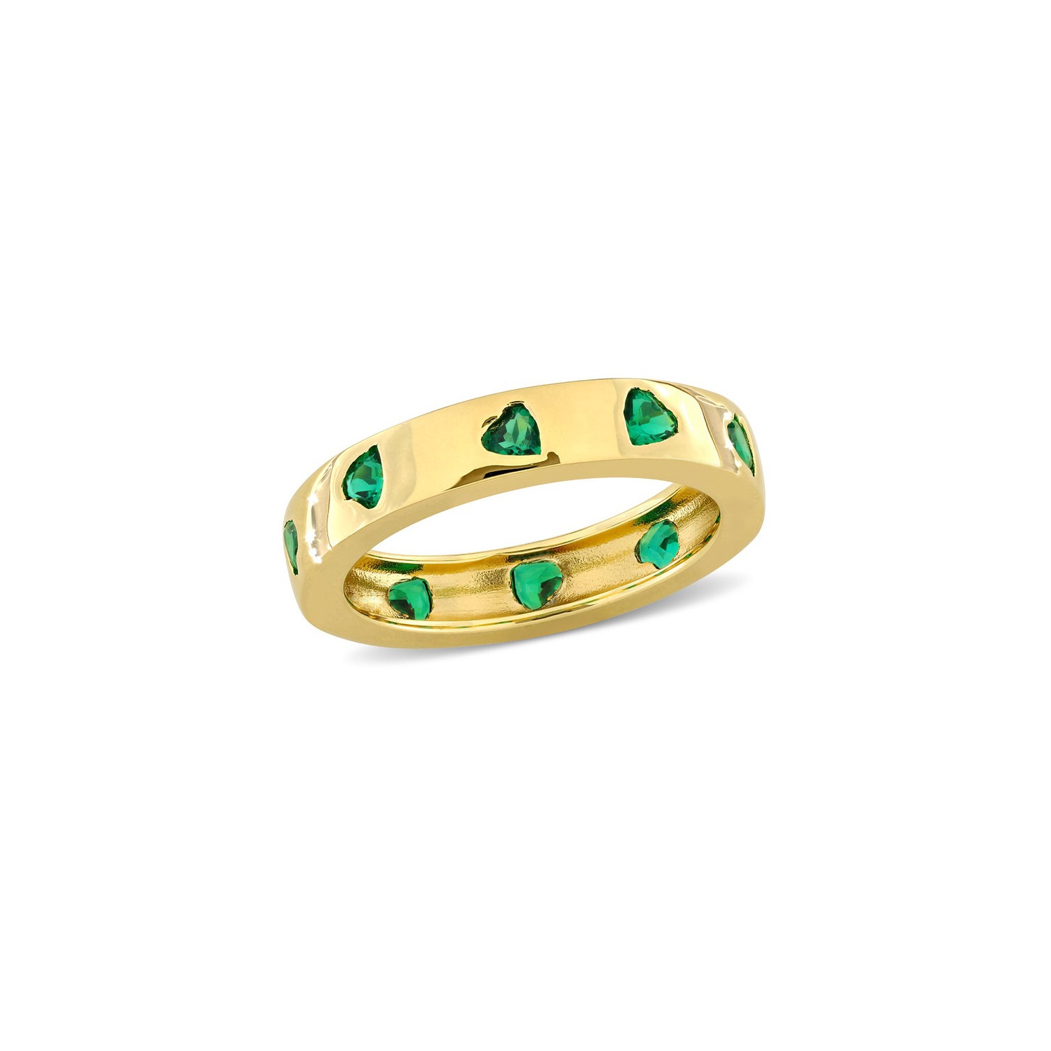 1.30 Carat Lab-Created Emerald Heart Band Ring in Sterling Silver