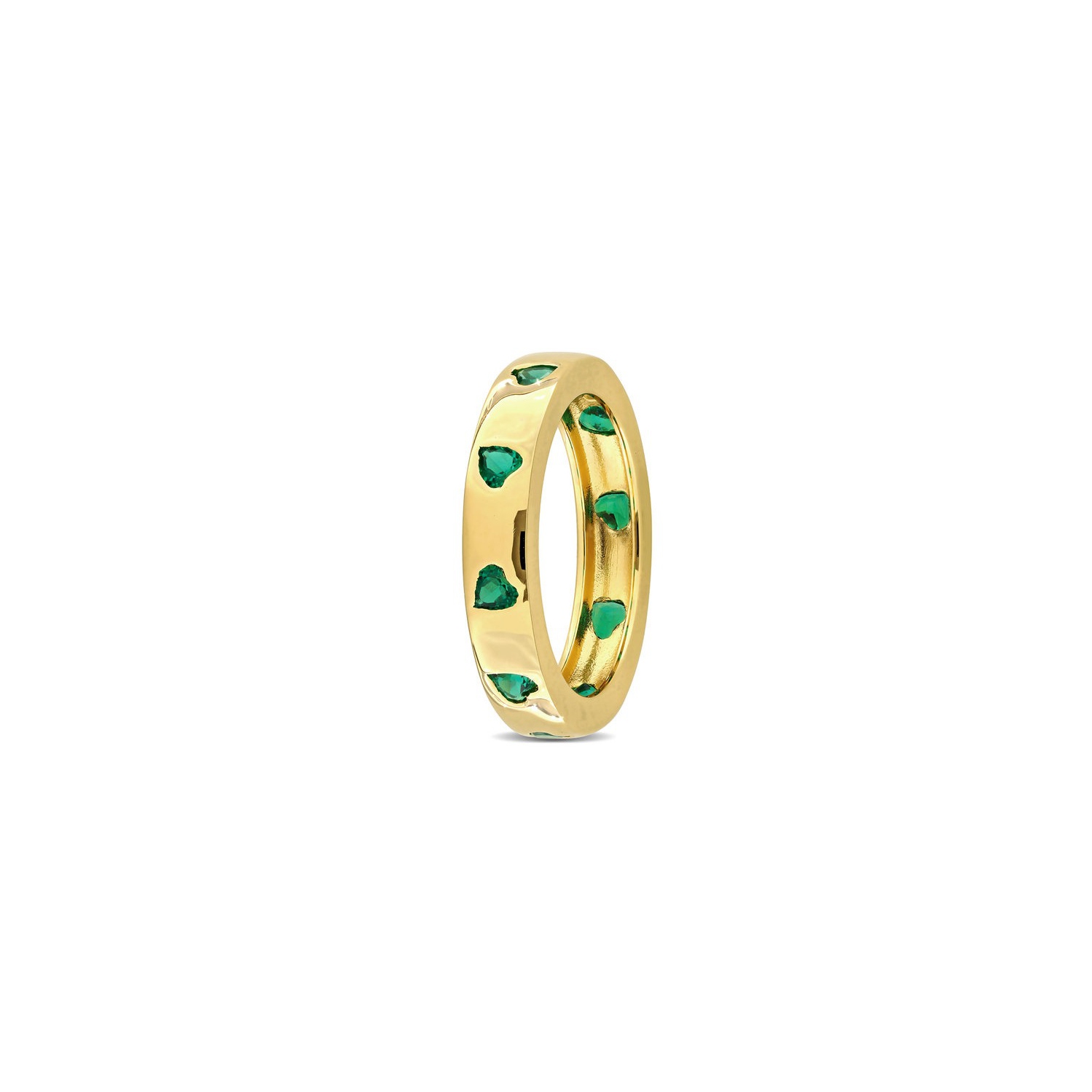 1.30 Carat Lab-Created Emerald Heart Band Ring in Sterling Silver