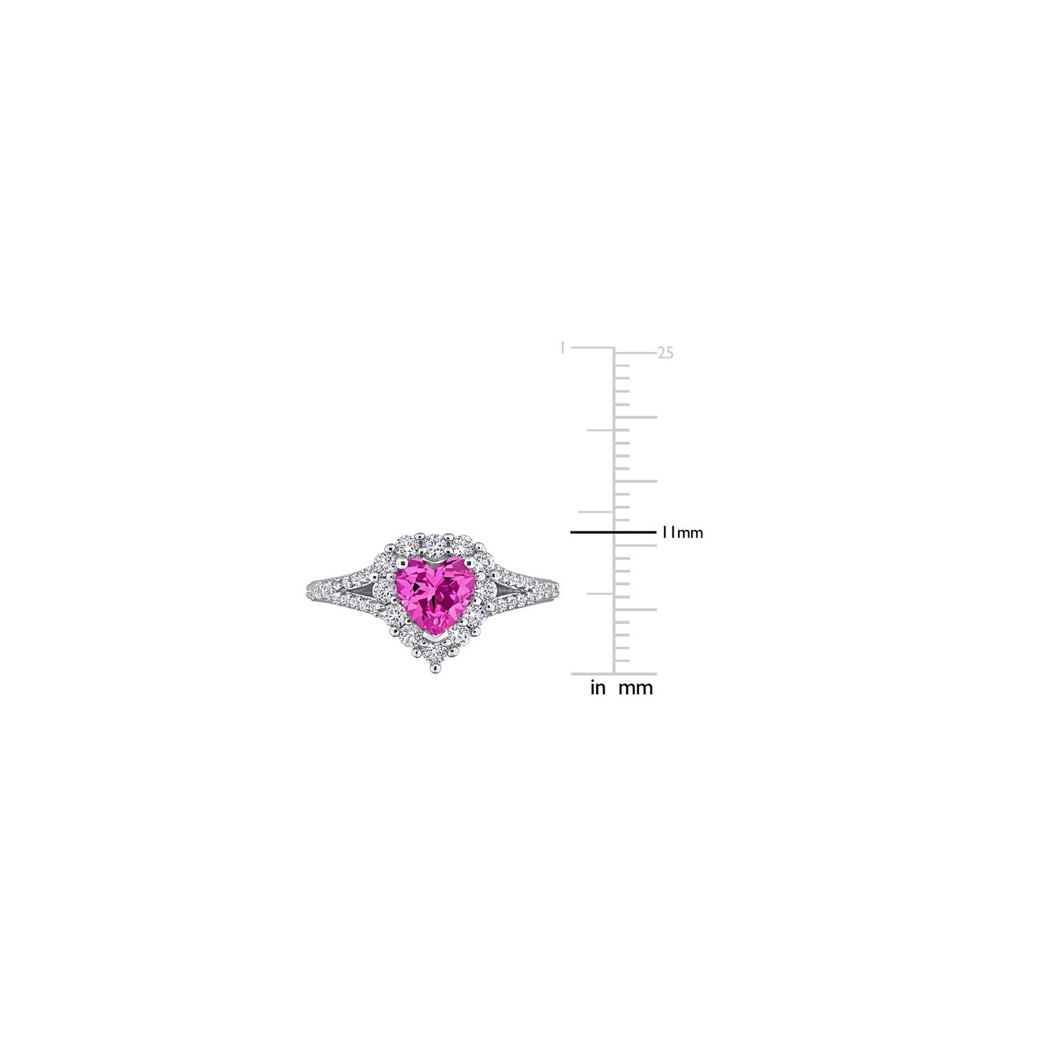 Bague en argent sterling avec saphir rose et blanc synthétique en laboratoire 2.46&nbsp;carat