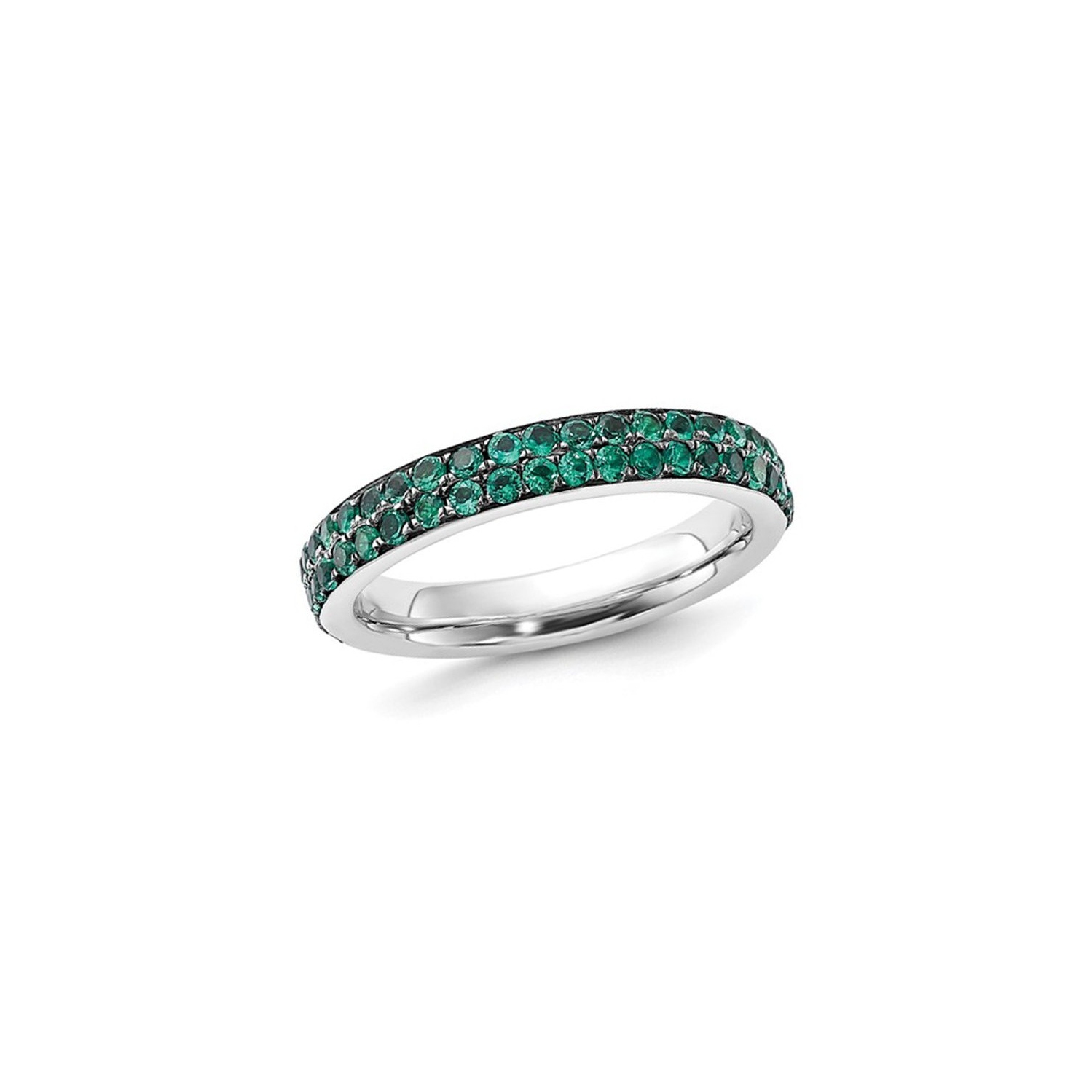 1.20 Carat Leb-Created Emerald Eternity Band Ring in Sterling Silver