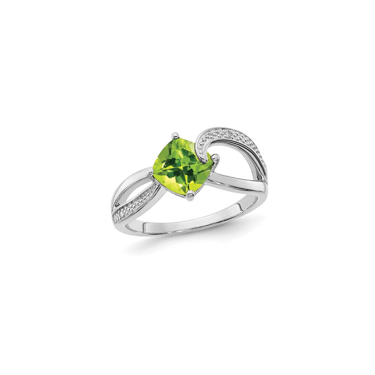 Bague en argent sterling avec péridot taille coussin d'1,35&nbsp;carat