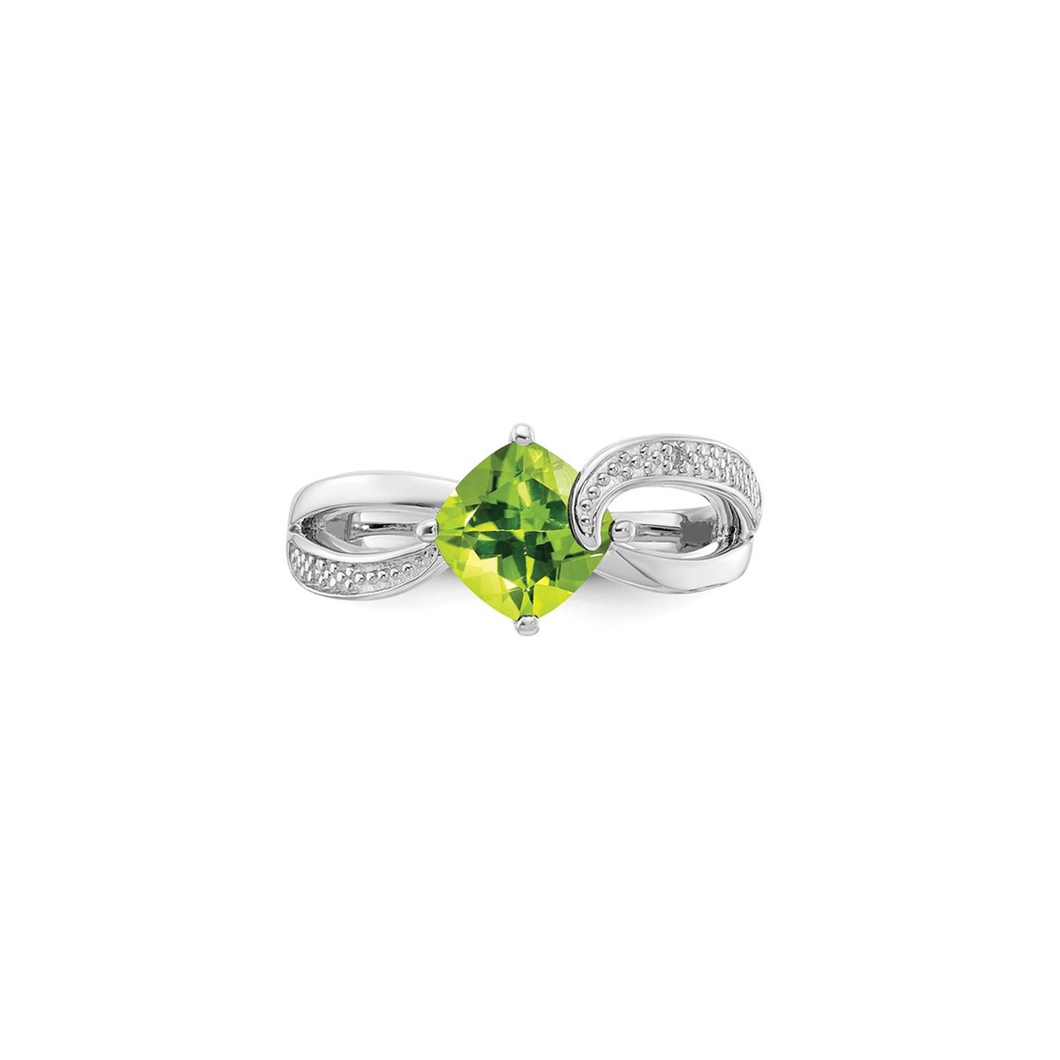 Bague en argent sterling avec péridot taille coussin d'1,35&nbsp;carat