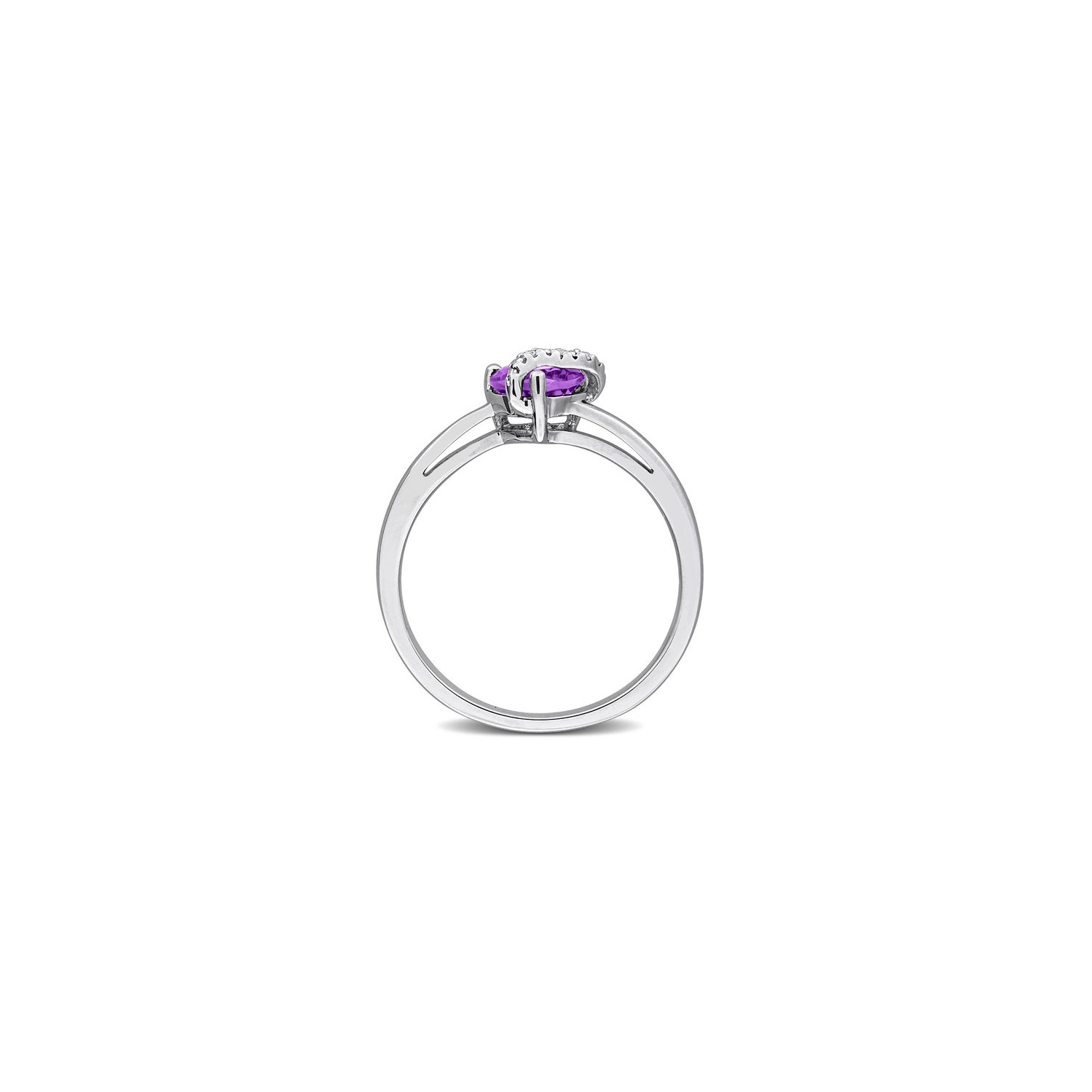 1/2 Carat Amethyst Heart Ring in Sterling Silver with Diamond Accent
