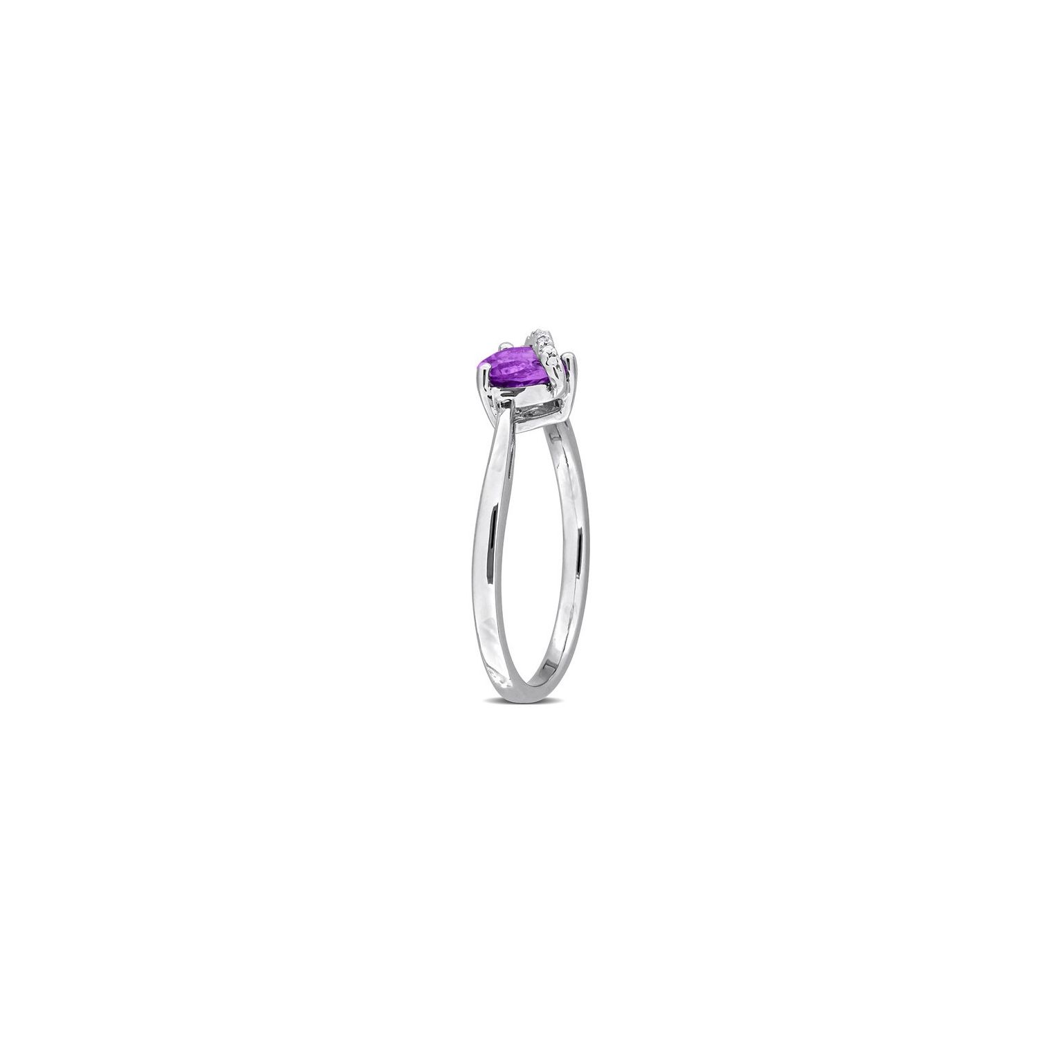 1/2 Carat Amethyst Heart Ring in Sterling Silver with Diamond Accent