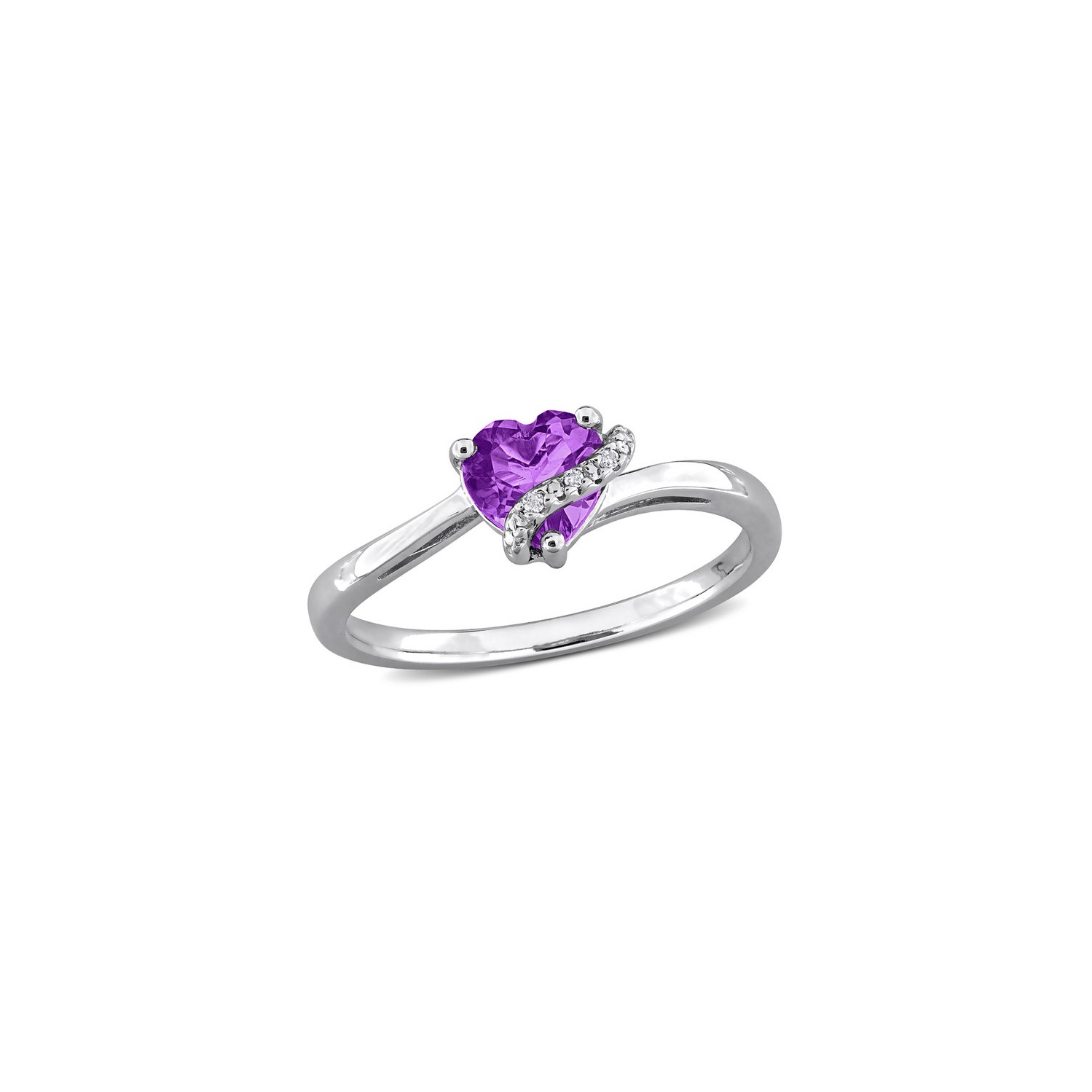 1/2 Carat Amethyst Heart Ring in Sterling Silver