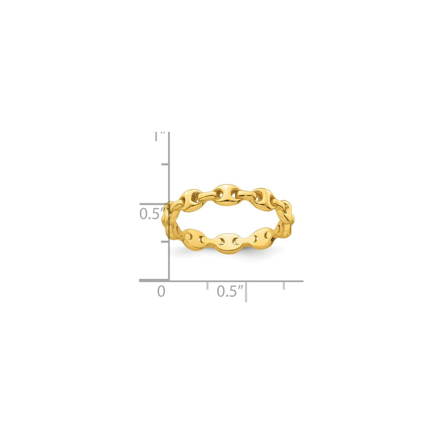 Ladies Yellow Plated Sterling Silver Mariner Link Band Ring