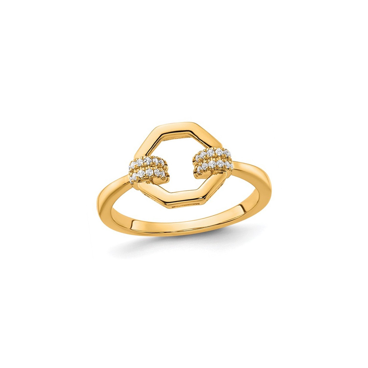 Bague en or jaune 14 ct avec octogon géométrique à diamants 1 ct (TAILLE 7)