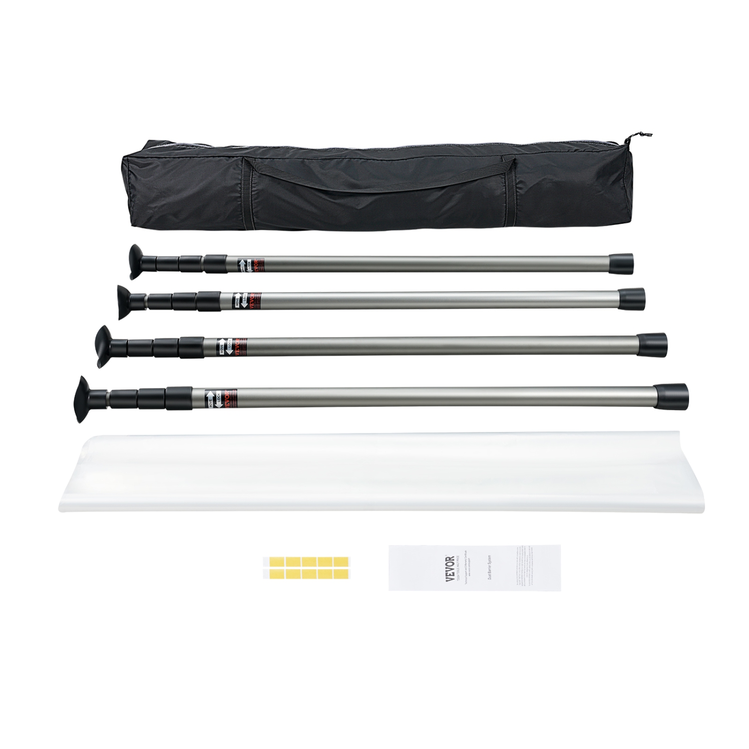 VEVOR 10 Ft Dust Barrier Poles, Carry Bag, Poles with 4 Telescoping Poles, and 32.8x13.12 Ft Plastic Film, for Interior Decoration and Painting