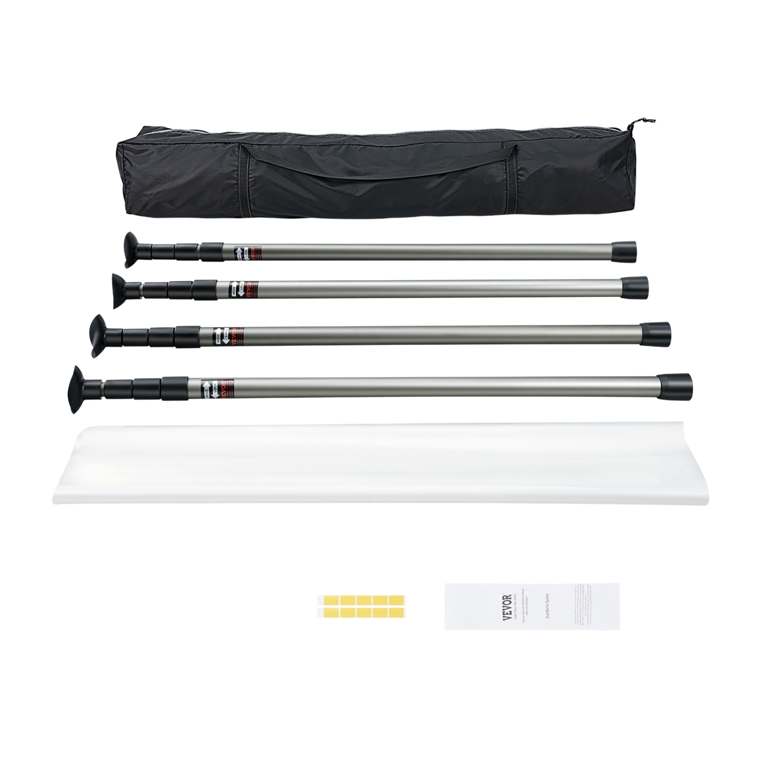 VEVOR 10 Ft Dust Barrier Poles, Carry Bag, Poles with 4 Telescoping Poles, and 32.8x13.12 Ft Plastic Film, for Interior Decoration and Painting