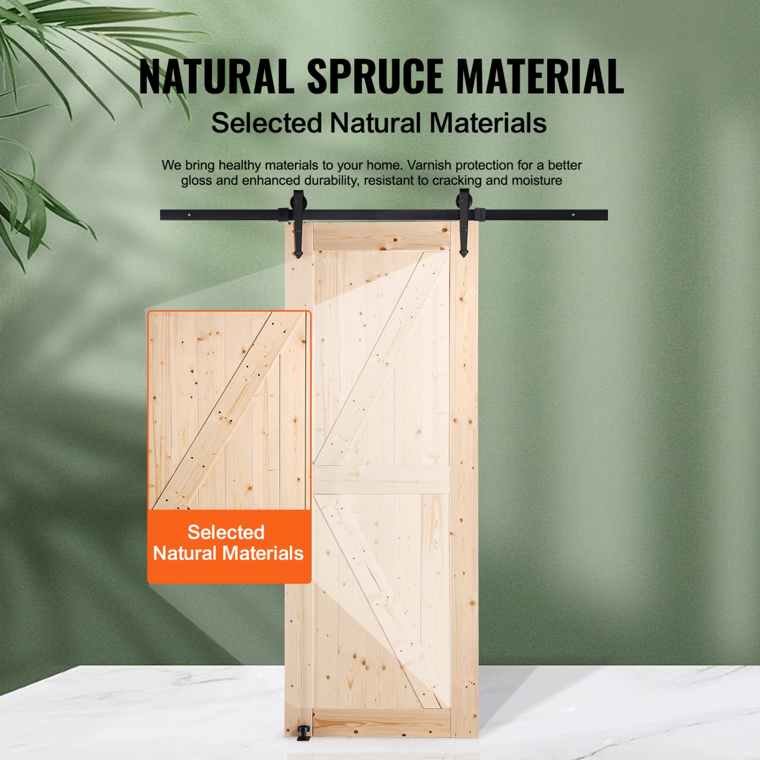 VEVOR 30" x 84" Barn Door and Hardware Kit, Wood Sliding Barn Door, Smoothly and Quietly, Barn Door Kit with 8-in-1 Floor Guide and Door Handle,