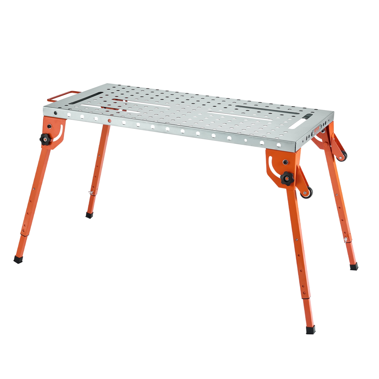 VEVOR 44" x 21" Foldable Welding Table, 500LBS Capacity Welding Workbench with 4-Level Adjustable Height,Carbon Steel Work Bench with 6 Tool Slots &
