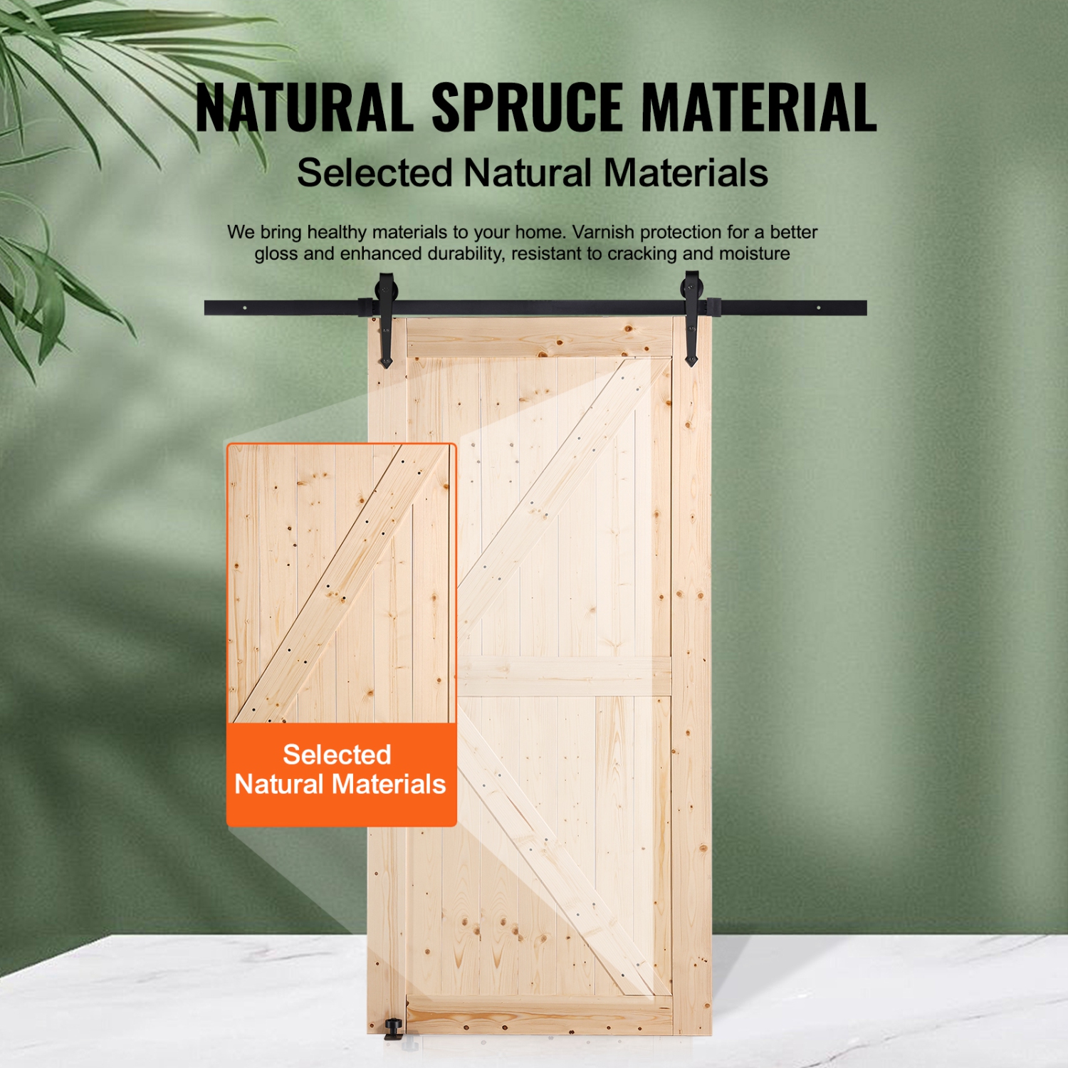 VEVOR 42" x 84" Barn Door and Hardware Kit, Wood Sliding Barn Door, Smoothly and Quietly, Barn Door Kit with 8-in-1 Floor Guide and Door Handle,