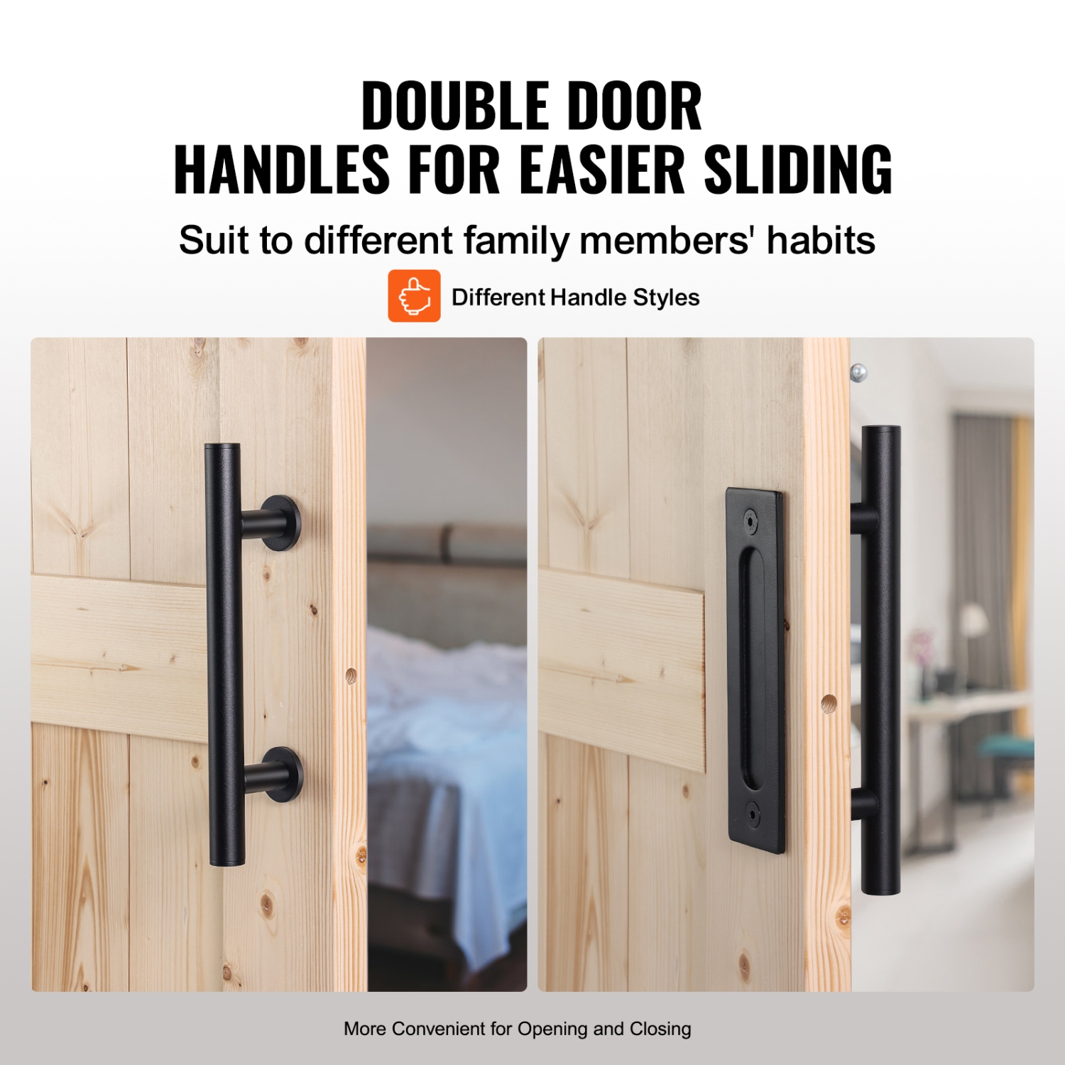 VEVOR 42" x 84" Barn Door and Hardware Kit, Wood Sliding Barn Door, Smoothly and Quietly, Barn Door Kit with 8-in-1 Floor Guide and Door Handle,