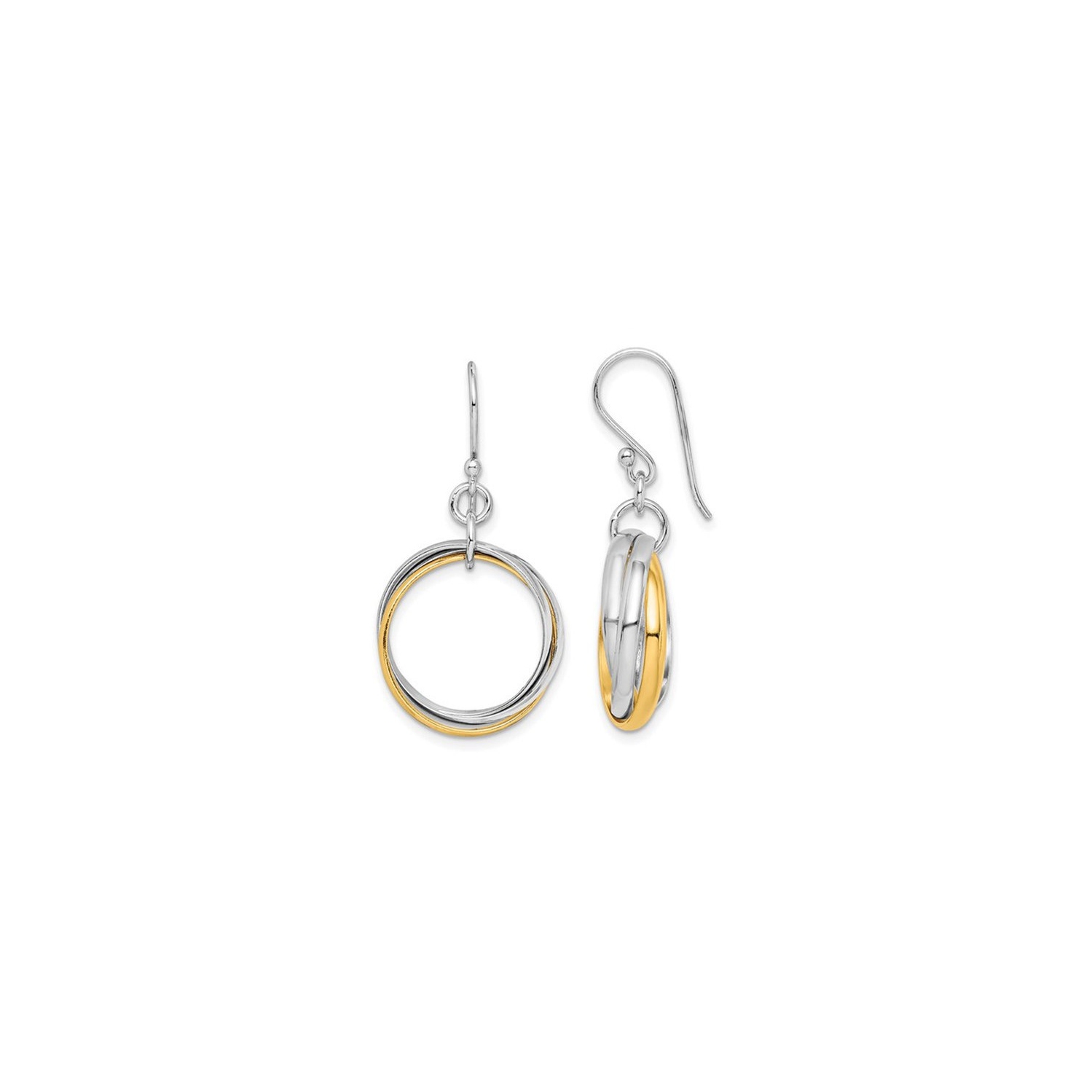 Gold Plated Sterling Silver Dangle Circle Earrings