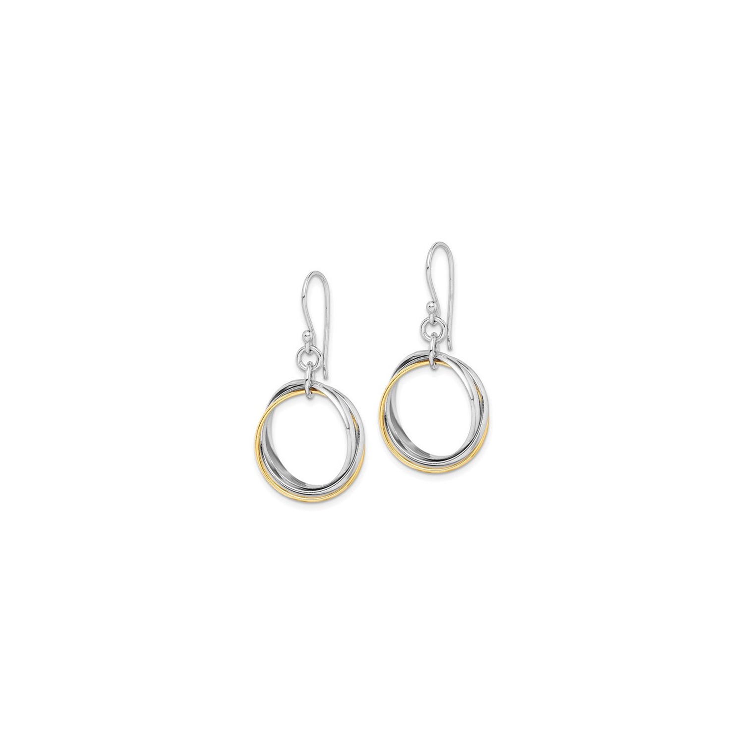 Gold Plated Sterling Silver Dangle Circle Earrings