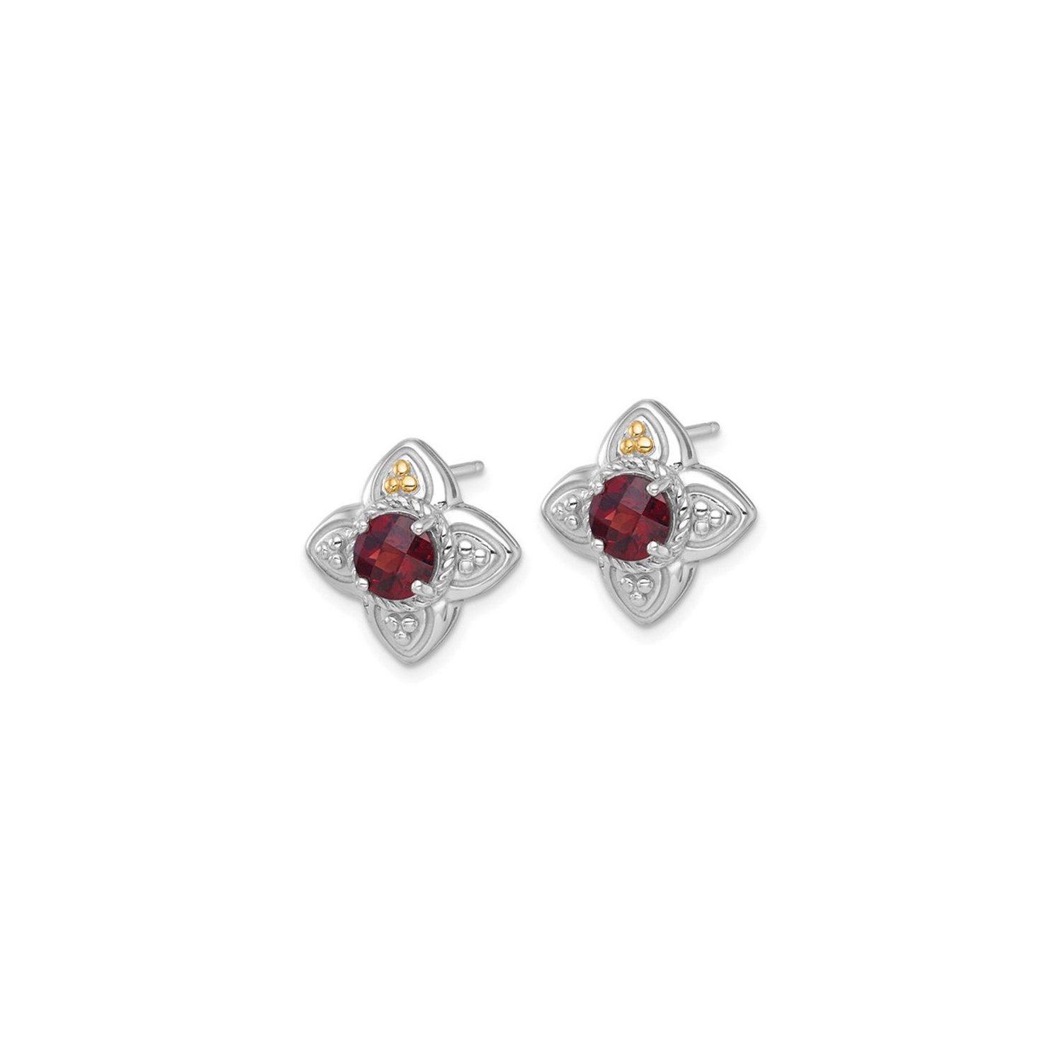 2.12 Carat Garnet Flower Post Earrings in Sterling Silver