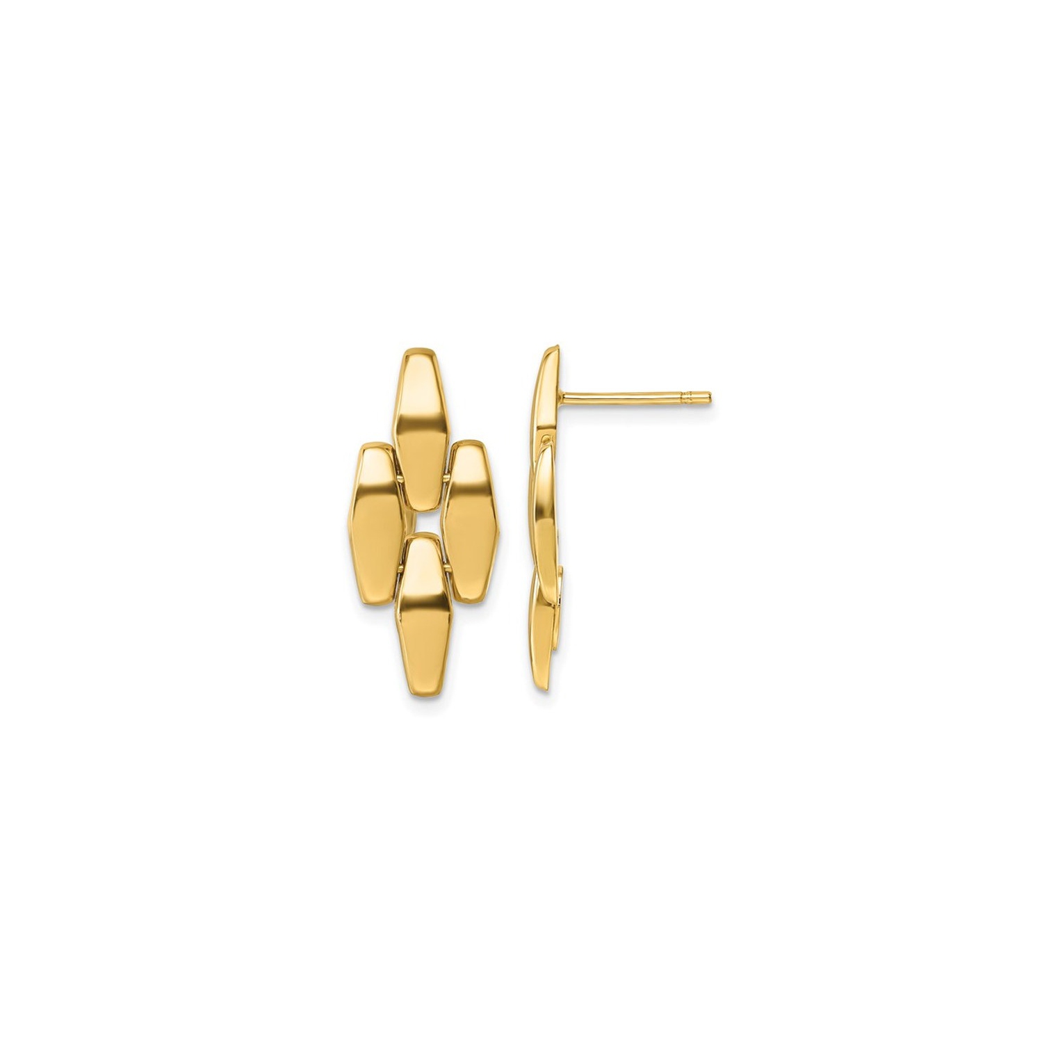 14K Yellow Gold Polished Geometric Link Dangle Earrings