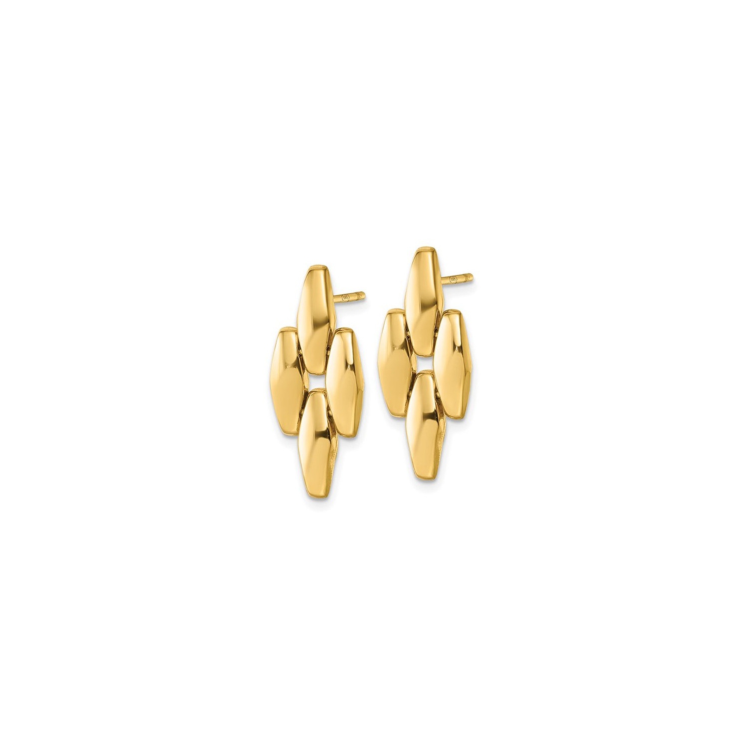 14K Yellow Gold Polished Geometric Link Dangle Earrings
