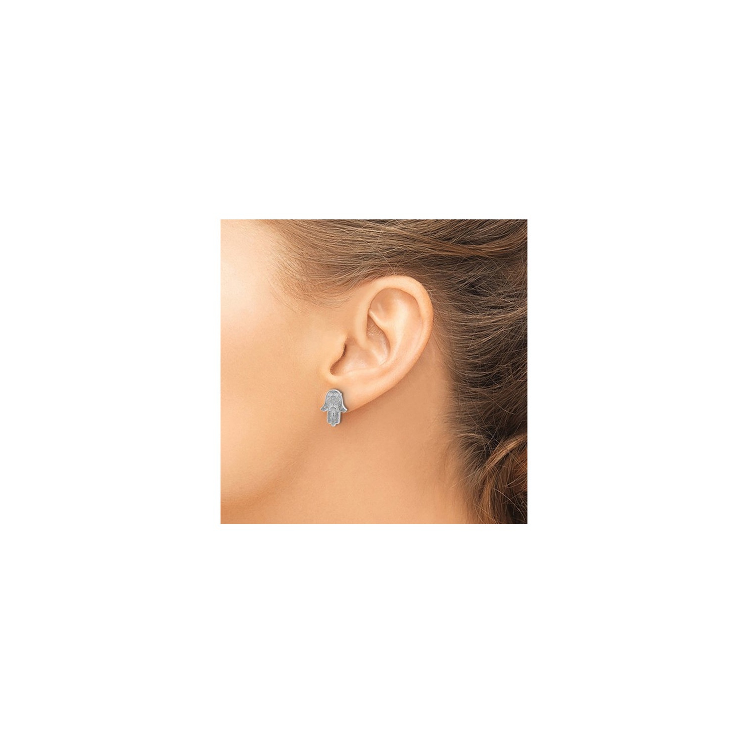 Sterling Silver Polished Hamsa Filigree Earrings