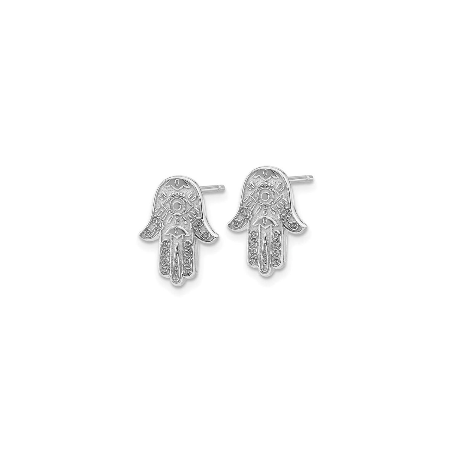 Sterling Silver Polished Hamsa Filigree Earrings