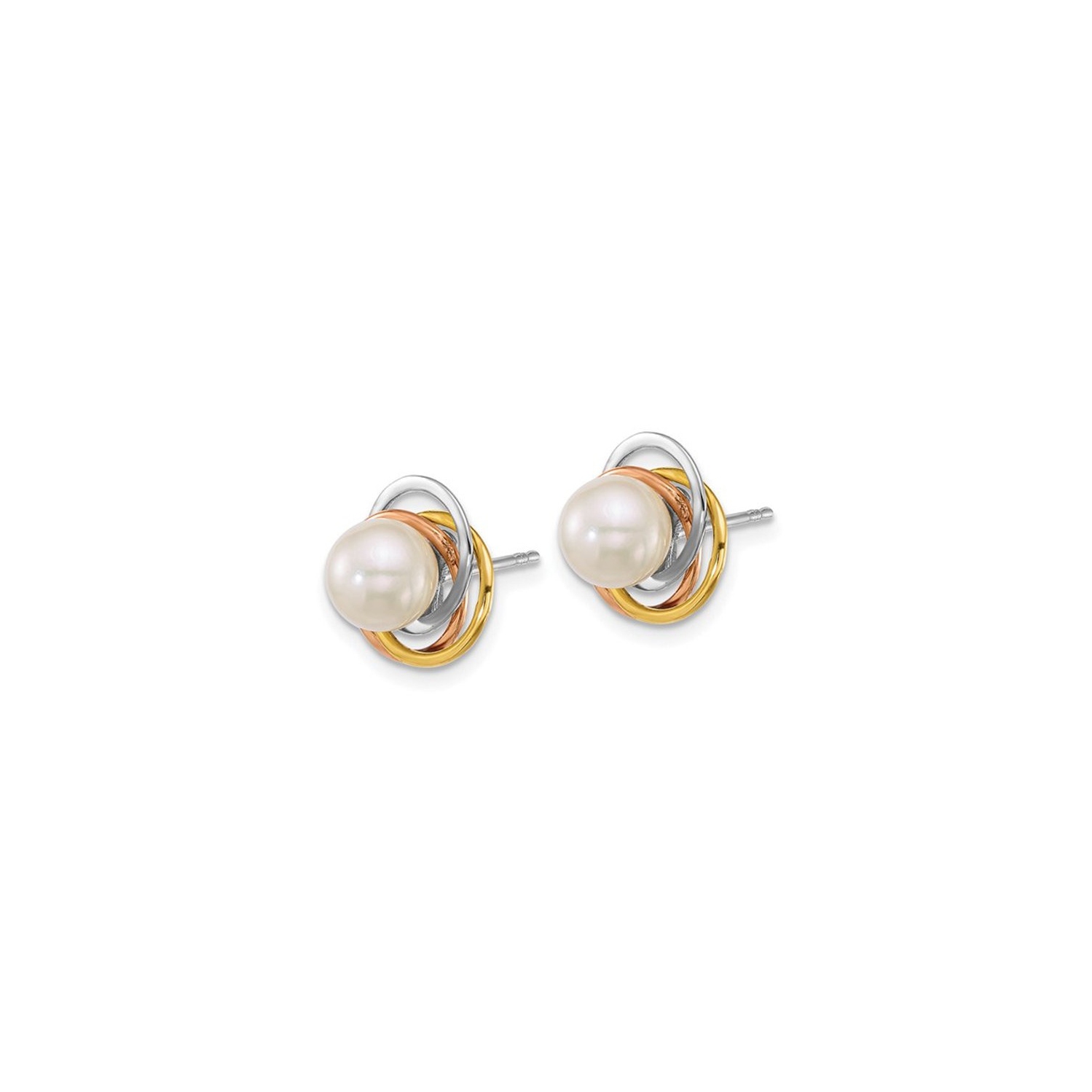 South Sea Saltwater Cultured Pearl Earrings in 14K Yellow , White and Rose Gold