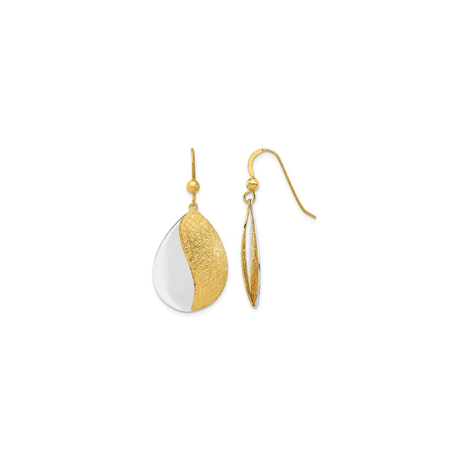 Yellow and White Sterling Silver Dangle Drop Earrings