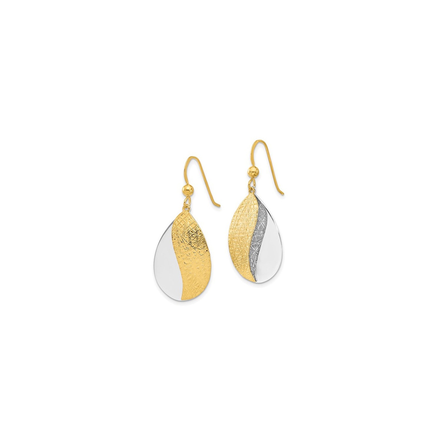 Yellow and White Sterling Silver Dangle Drop Earrings