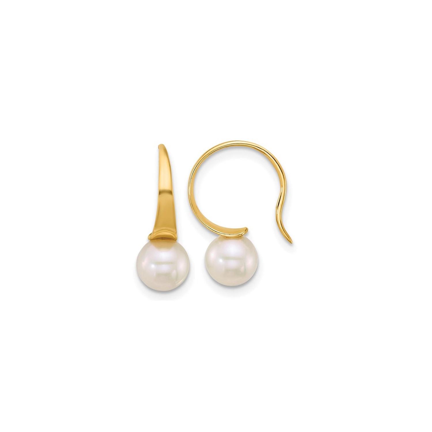 Boucles d'oreilles pendantes en or jaune 14 K, perle d'eau douce de culture